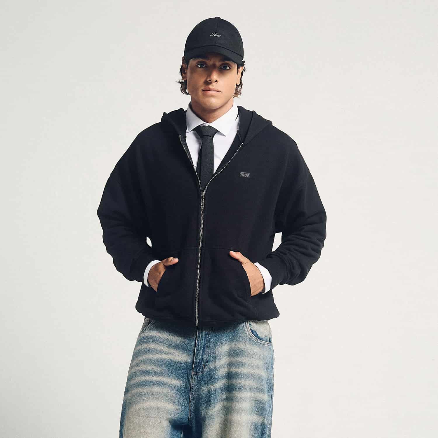 Classic Zipper Hoodie - Black - miniatura 4