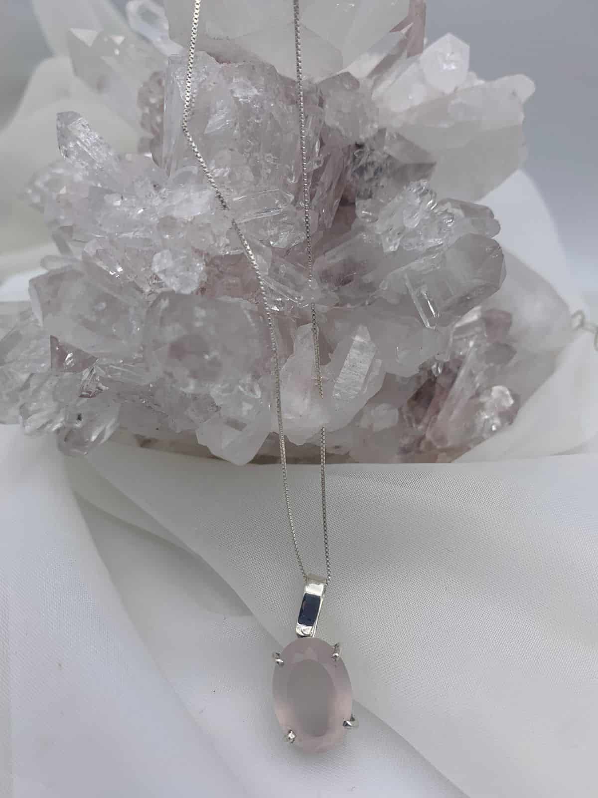 Dije Cuarzo rosa Ovalo Facetado - miniatura 1