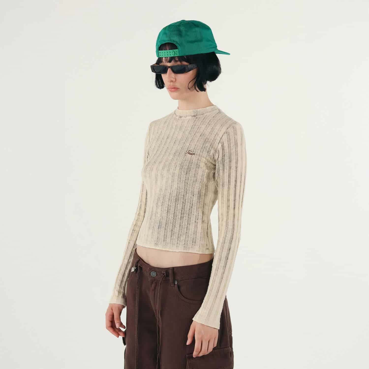 Slim Ribbed Long Sleeve - Washed Cream - miniatura 2