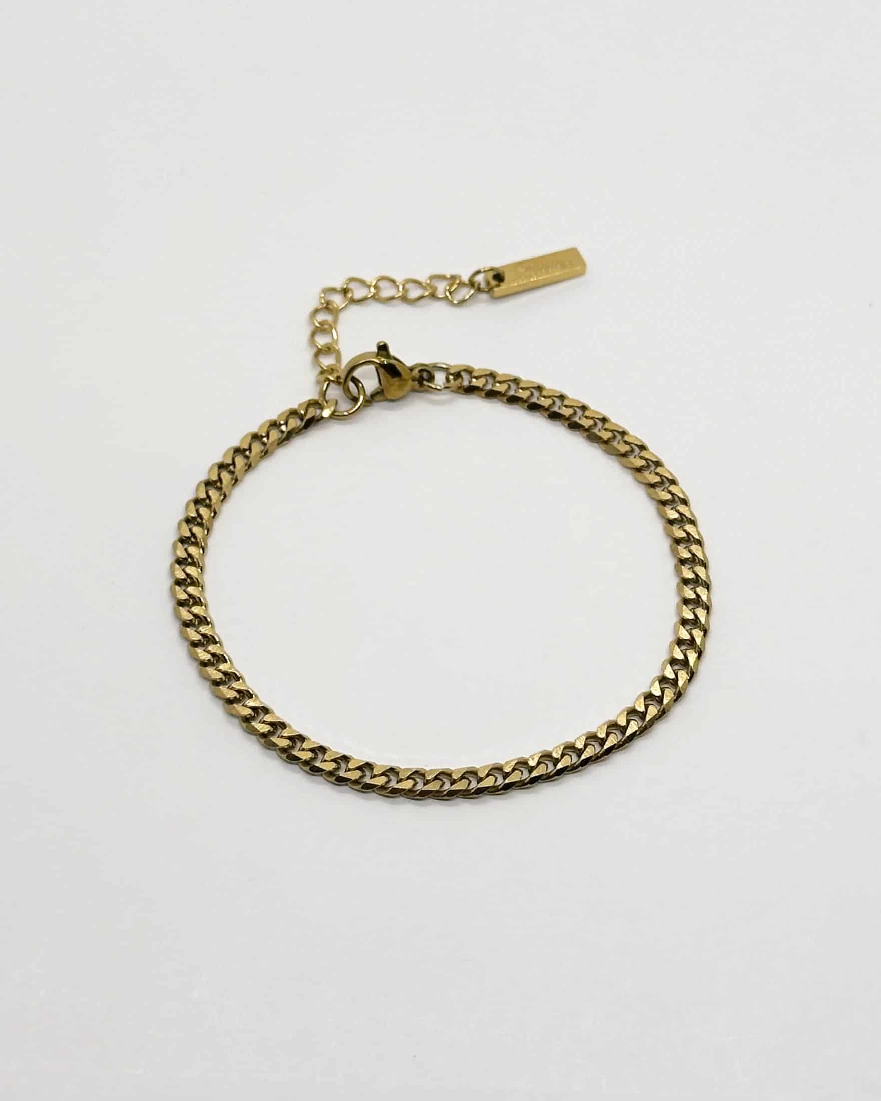 Thin Cuban Bracelet, Gold - miniatura 1