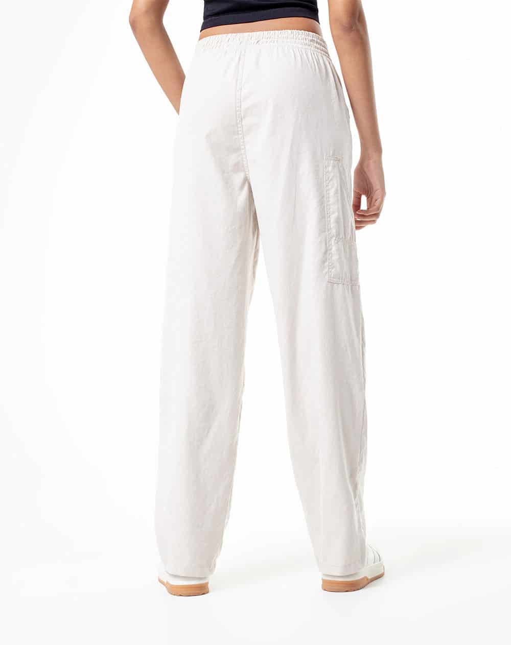 Pantalón recto tiro medio habano mujer - miniatura 3