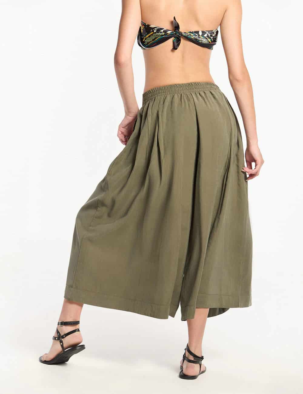 Pantalón Culotte Femenino Sense Verde Militar - miniatura 3