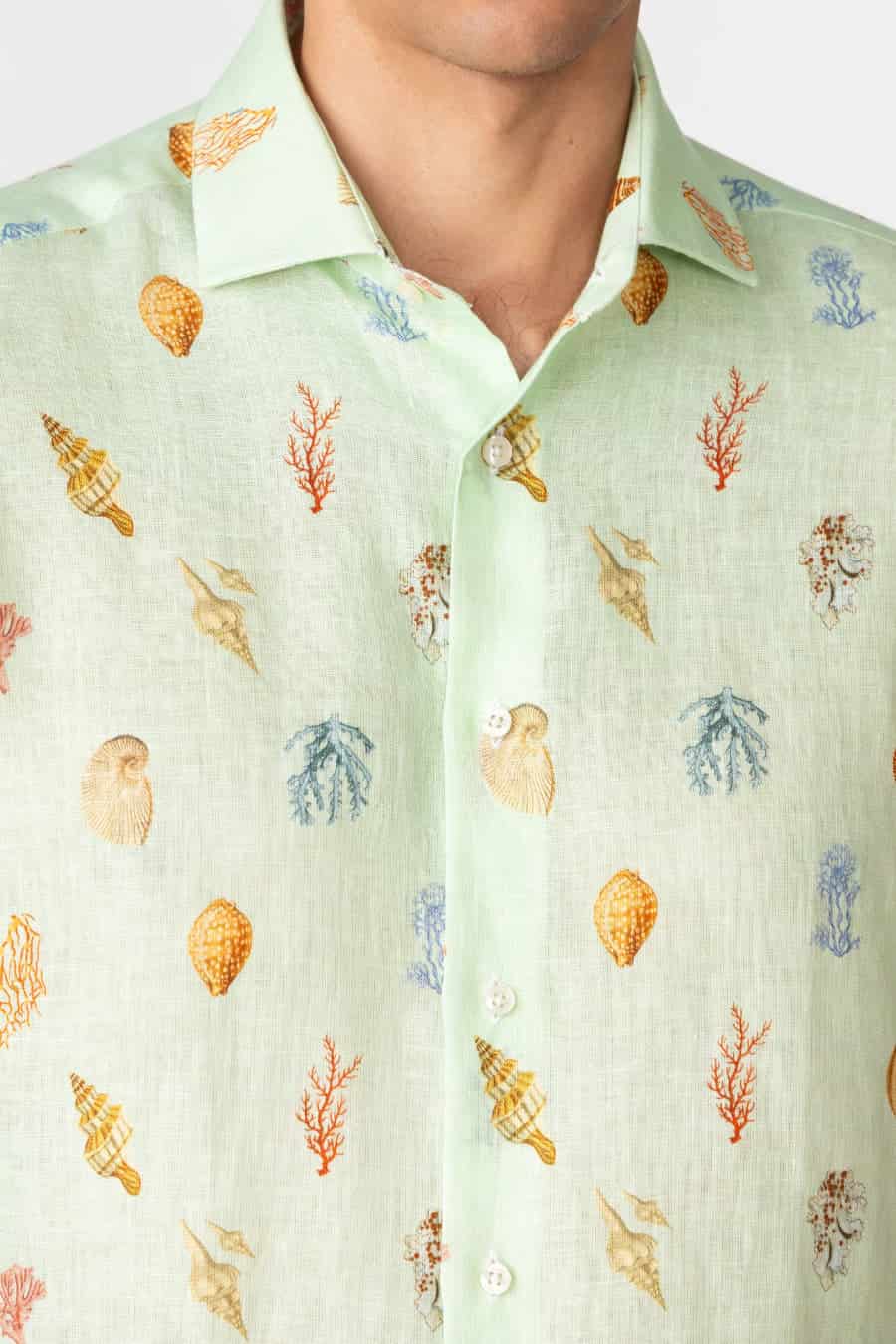 Men's linen shirt sky blue albatros - miniatura 5