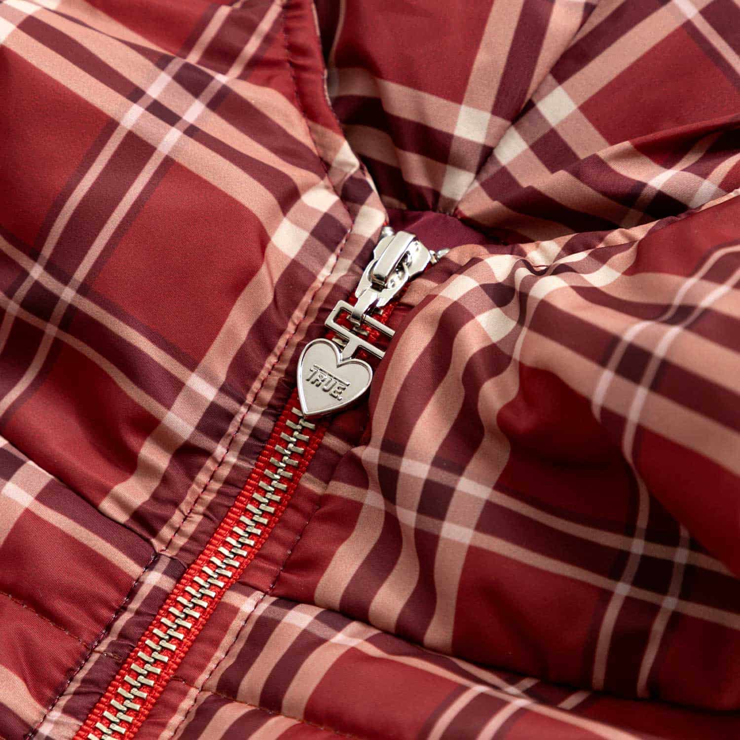 Intuition Plaid Puffer Jacket - Burgundy - miniatura 7