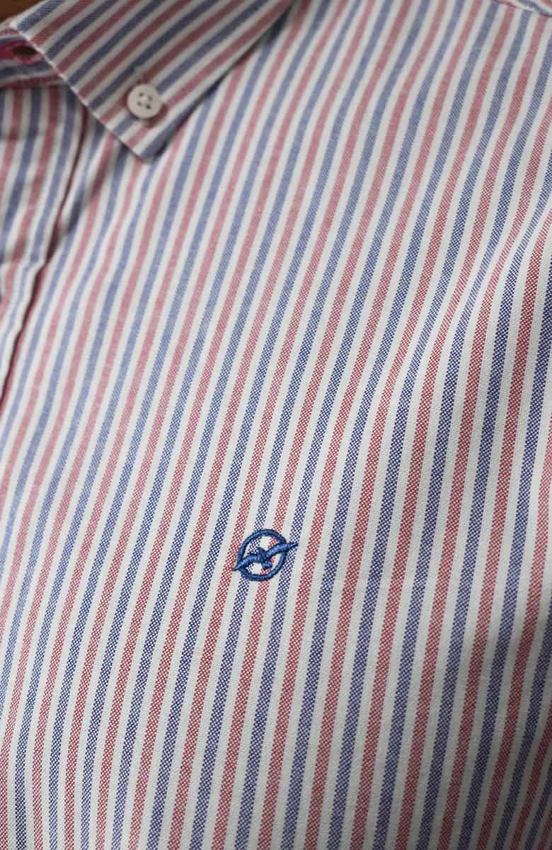 Camisa manga larga a rayas Azul-Roja Para Hombre - miniatura 3