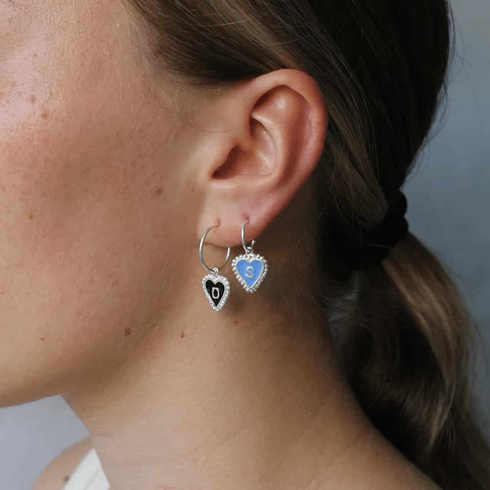 PreOrder Baby Hoops 9mm Letra Heart Plata - miniatura 3