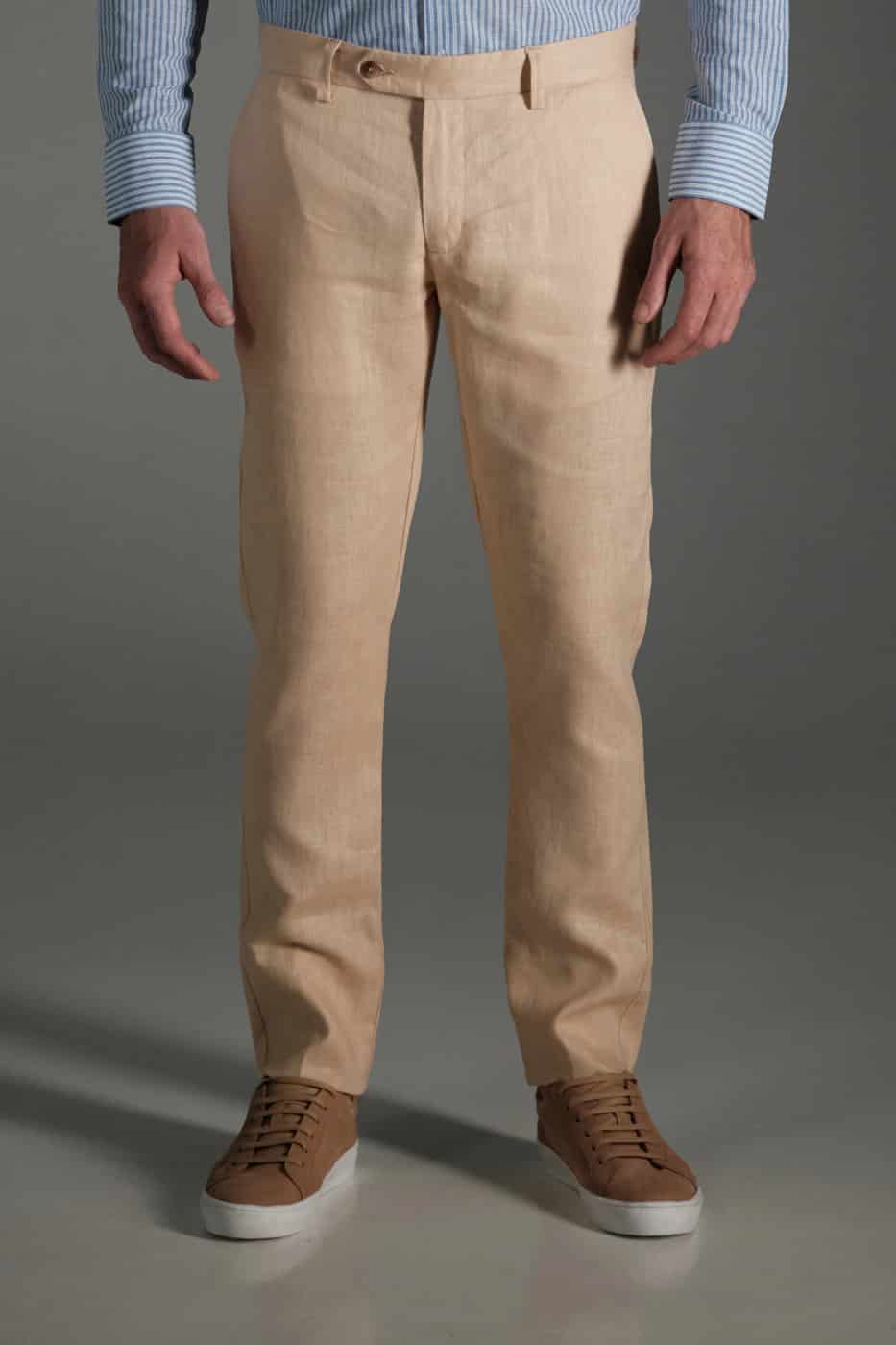 Pantalón Slim Lino Beige - miniatura 2