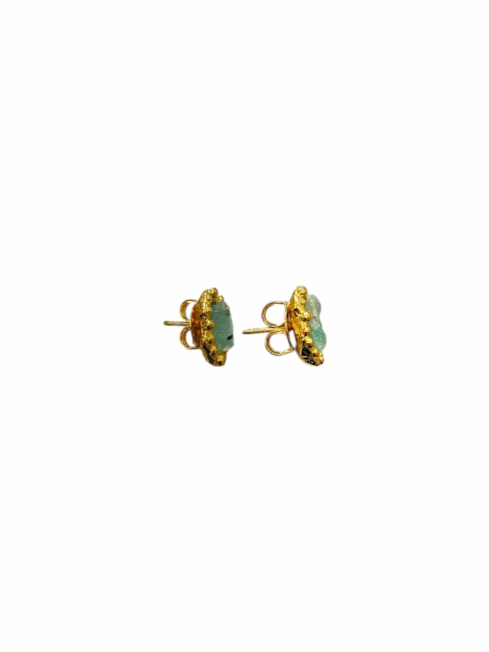 MEDIUM EMERALD STUD EARRINGS - miniatura 2