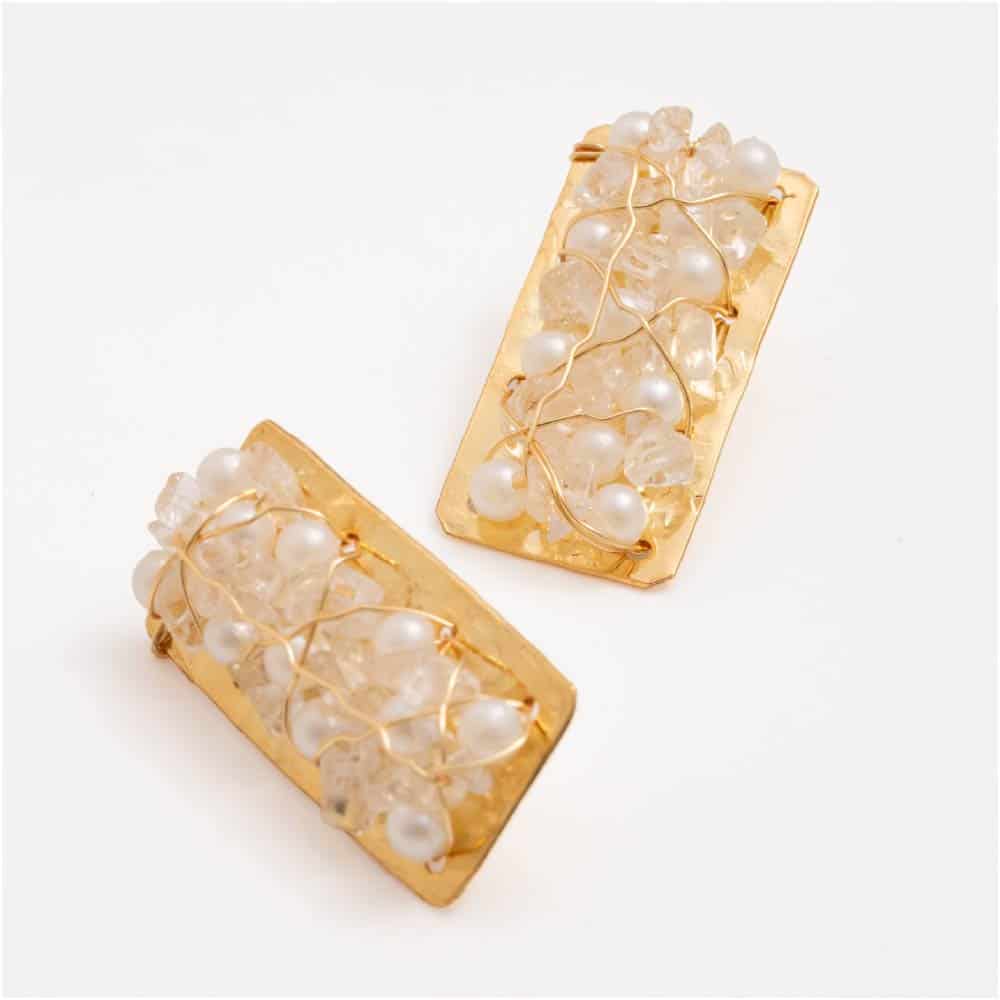 Aretes Topo Tejido Rectangular - miniatura 3