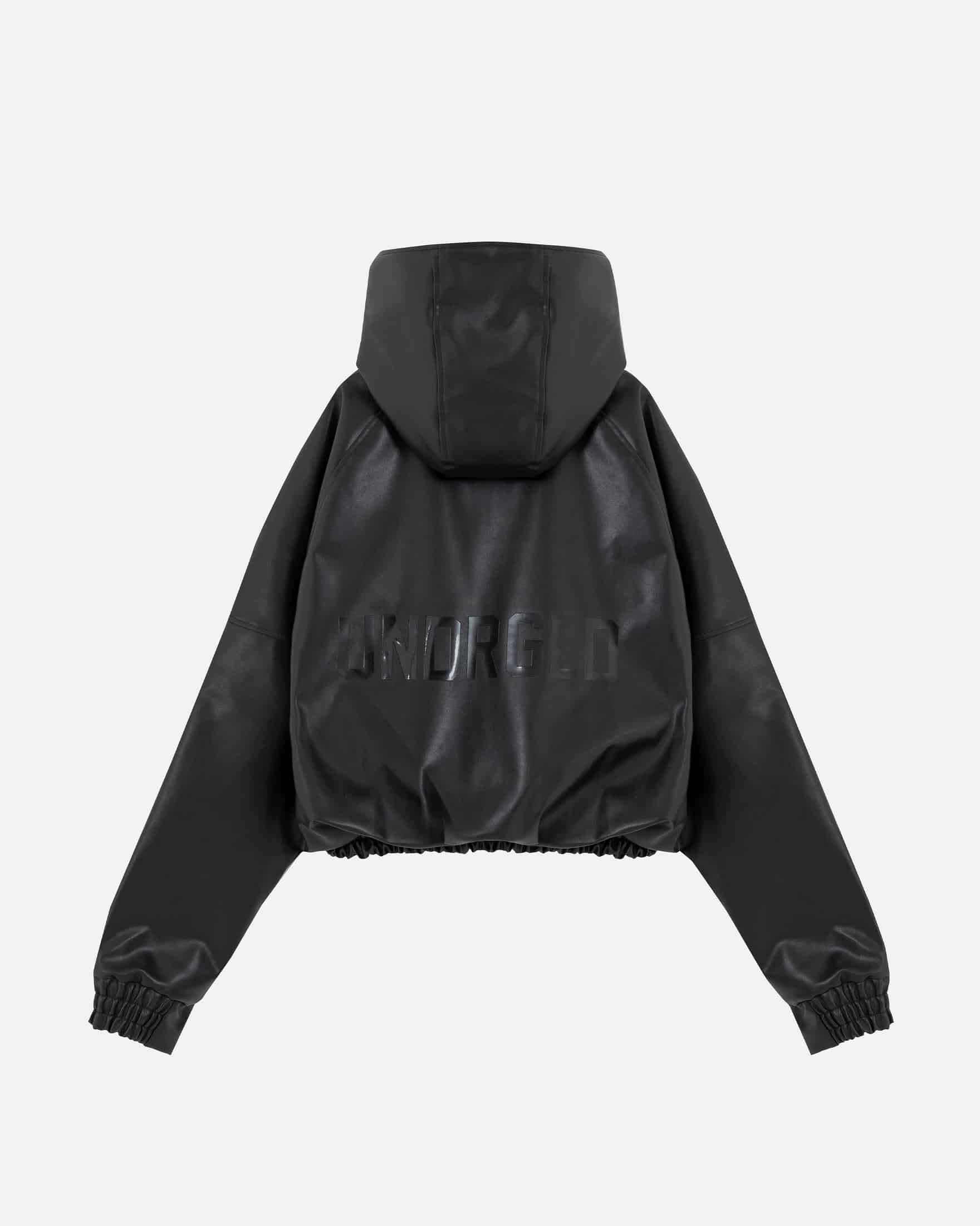 Basics UNDRGLD Leather Zip Up Hoodie Jacket Black - miniatura 10