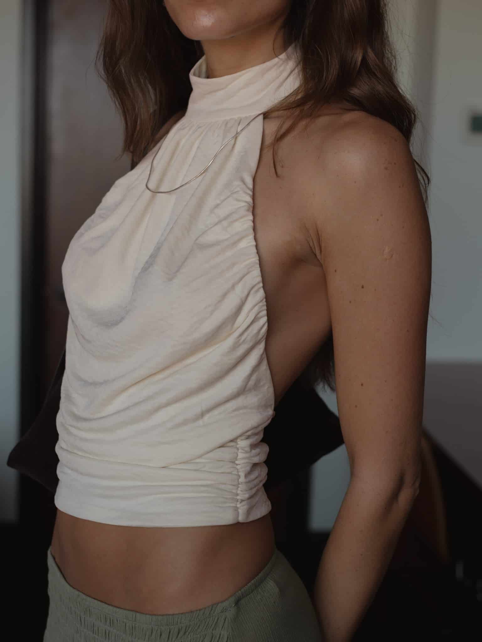 BOHO HALTER BLOUSE - SOFT WHITE - miniatura 1