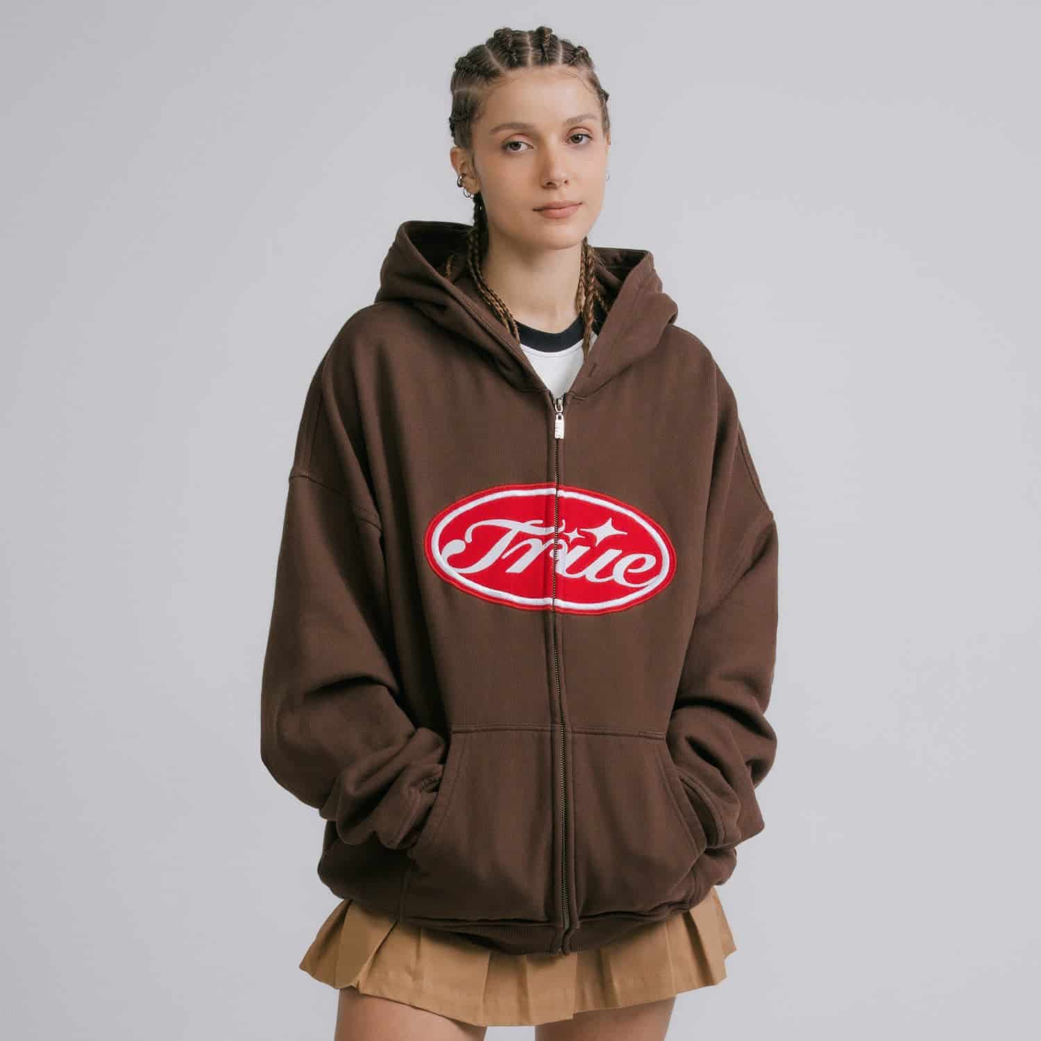 True Stamp Zipper Hoodie - Brown - miniatura 2