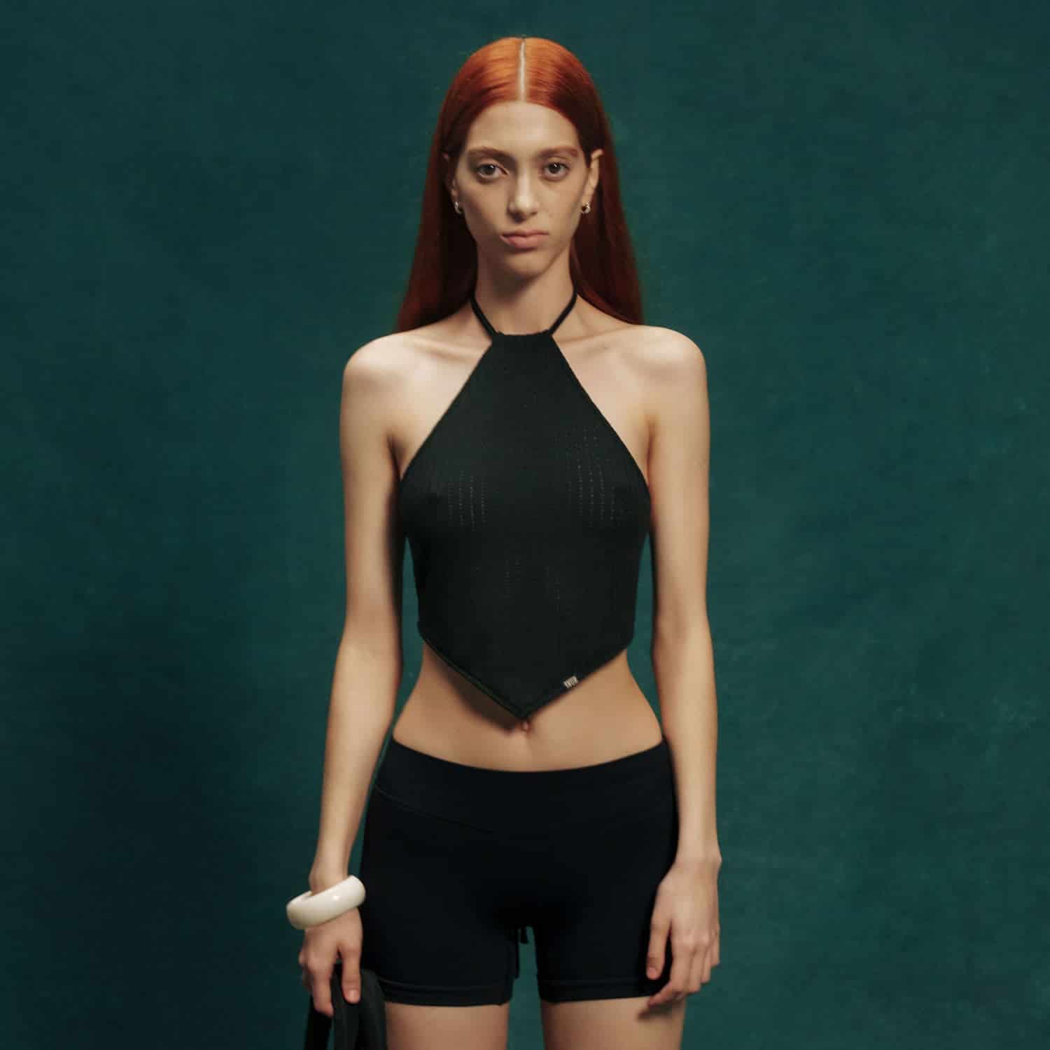 Textured Halter Top - Black - miniatura 2