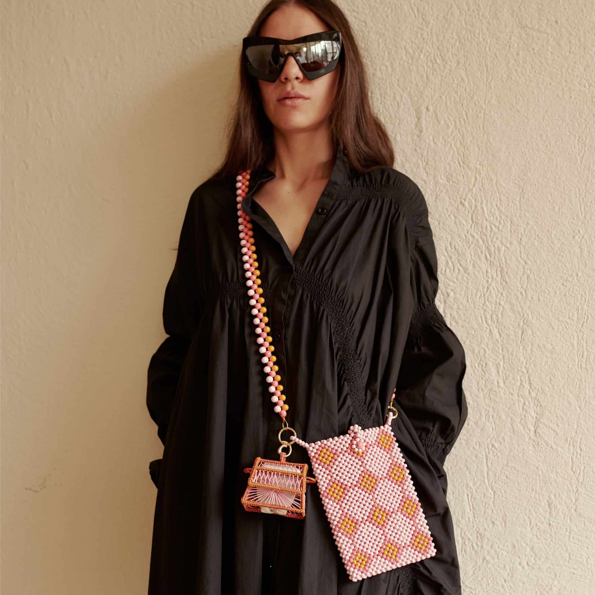 Strap Viajero En Chaquira De Madera - Ocaso Naranja - miniatura 2