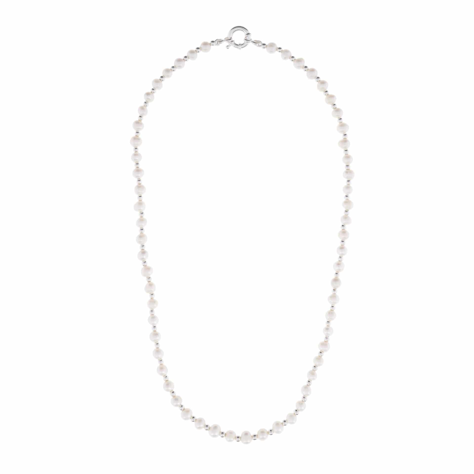 PEARL & SILVER BEAD NECKLACE | COLLAR DE PERLAS DE AGUA DULCE Y BALINES EN PLATA 925 - miniatura 1