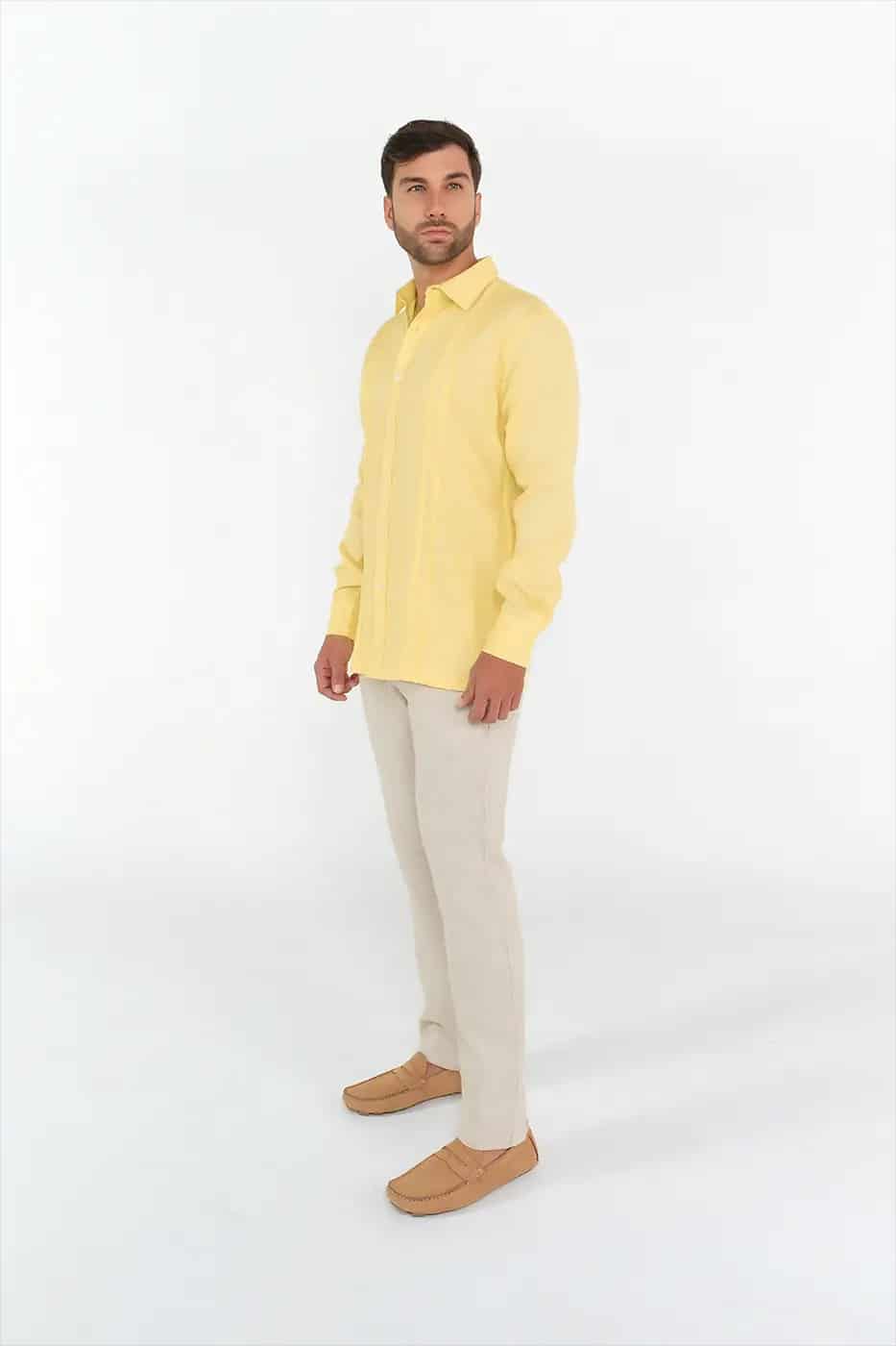 Guayabera Classic Fit 100% Lino Amarillo - miniatura 2