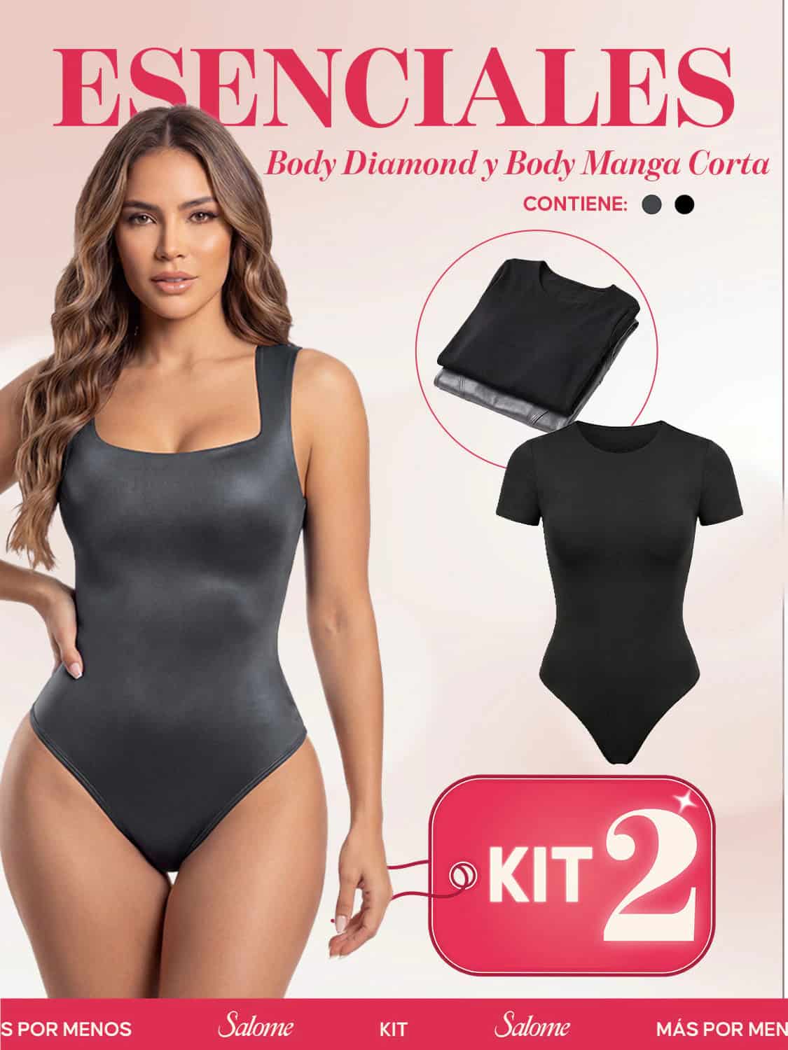 Kit Body Diario Diamond Escote Cuadrado & Manga Corta Sin Costuras | Salome 5006 + 5007 | 01L5 - miniatura 2
