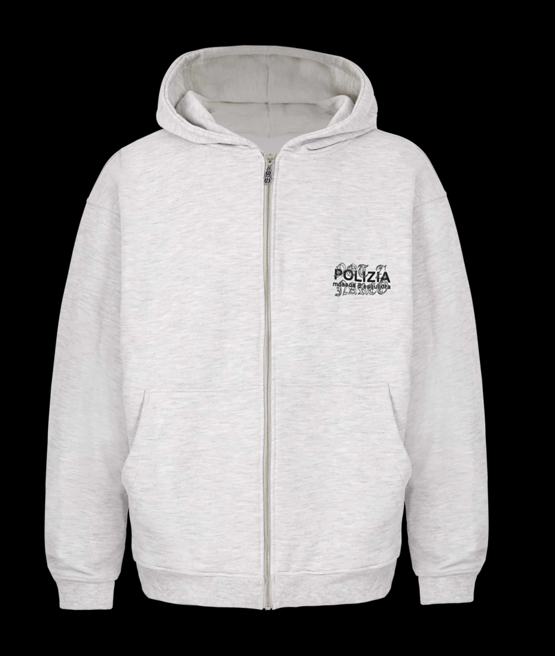 POLIZIA GRAY ZIPPER HOODIE - miniatura 2