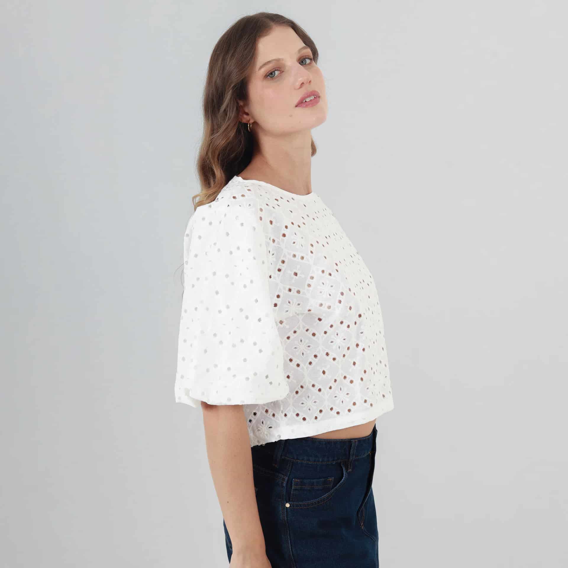 Blusa Cuello Redondo Manga Corta - miniatura 1