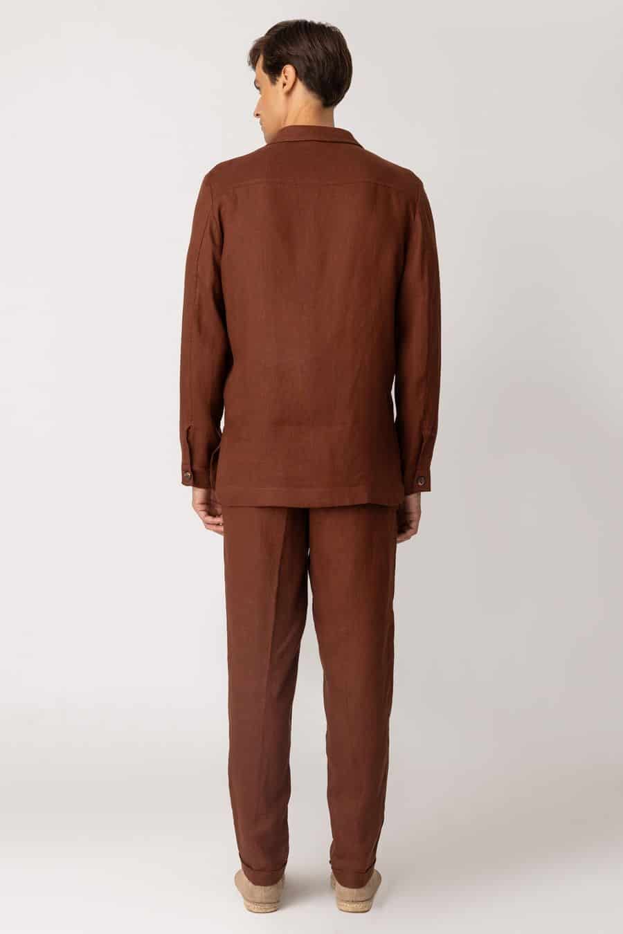 Men's linen pants brown ulisse - miniatura 2