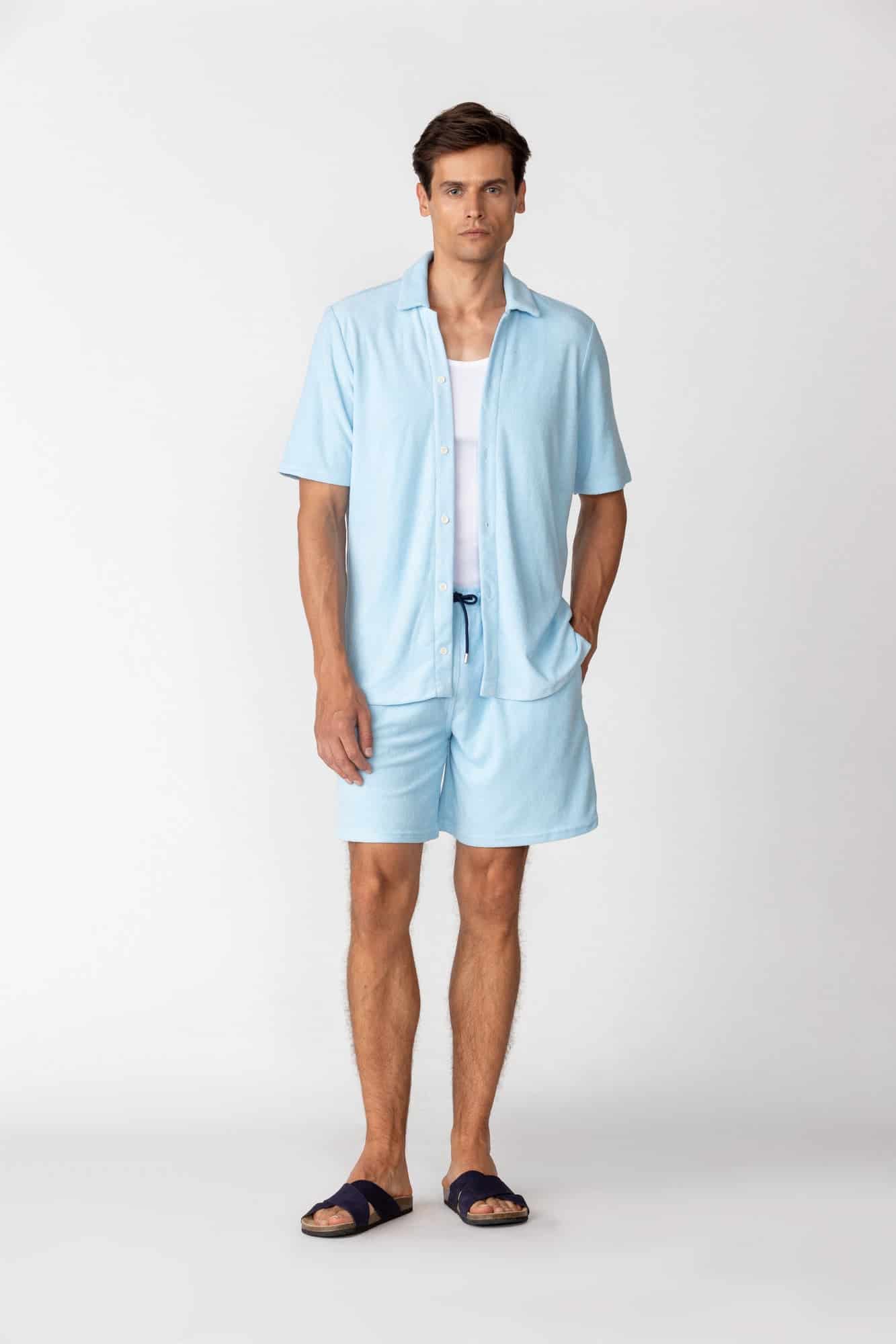 Men's hemp shirt light blue - miniatura 1