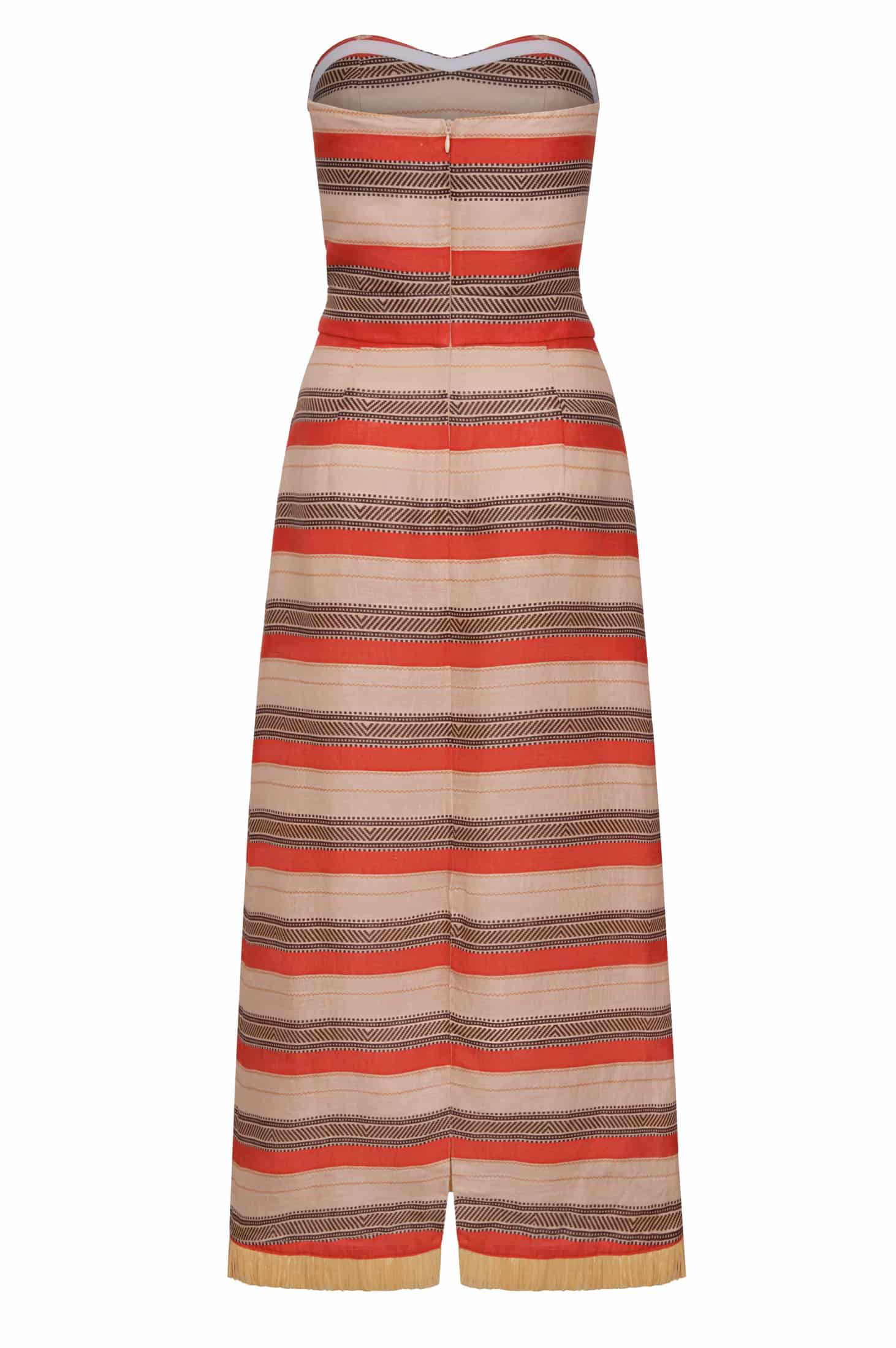 Gigi Linen Midi Dress / Orange Stripes - miniatura 3