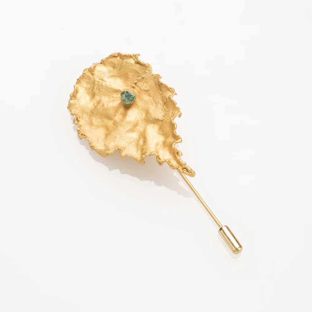 Begonia Leaf and Rough Emerald Pin - miniatura 2