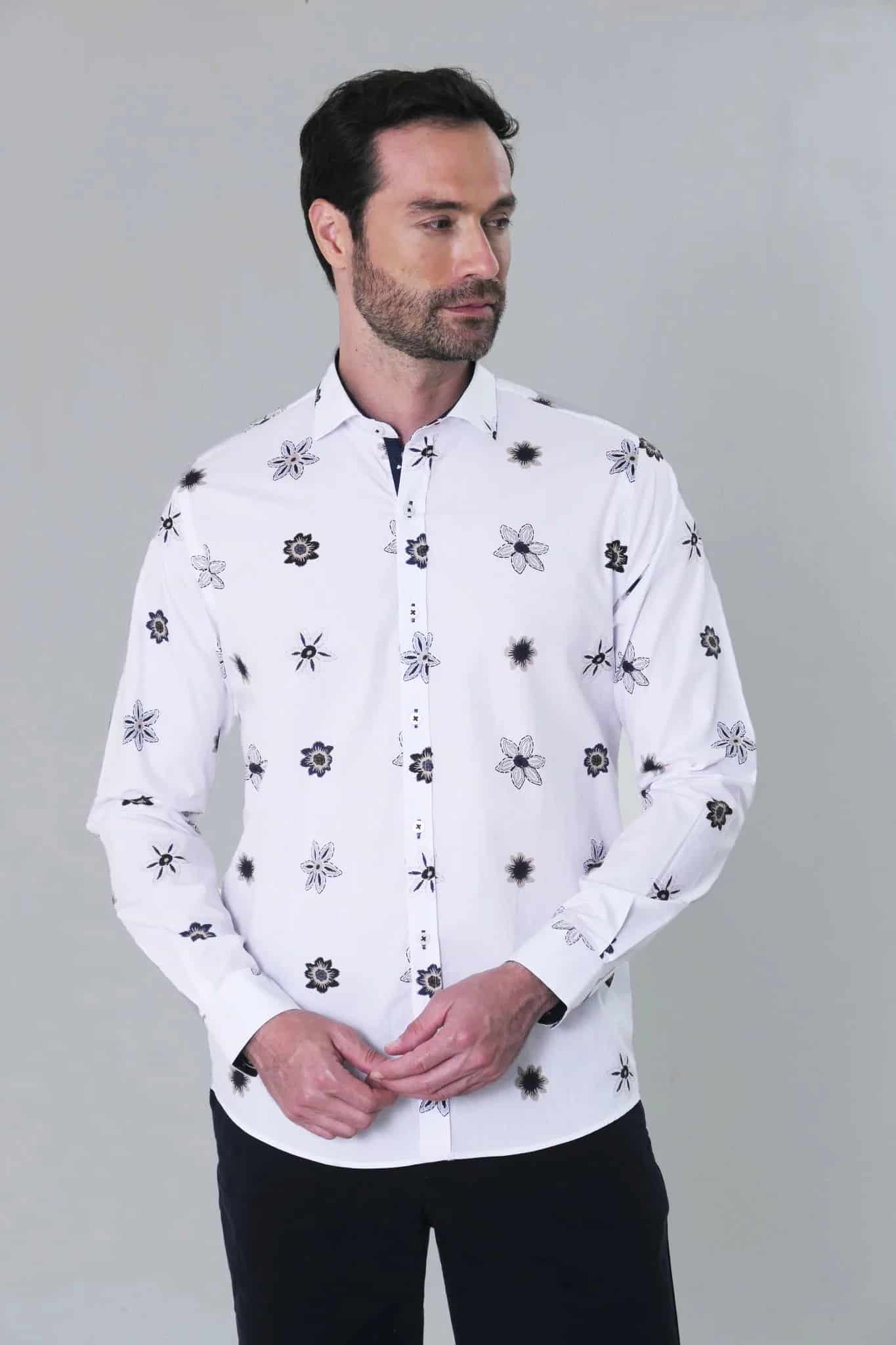 Camisa ML Privé Hombre Estampado Mini Flor - miniatura 1