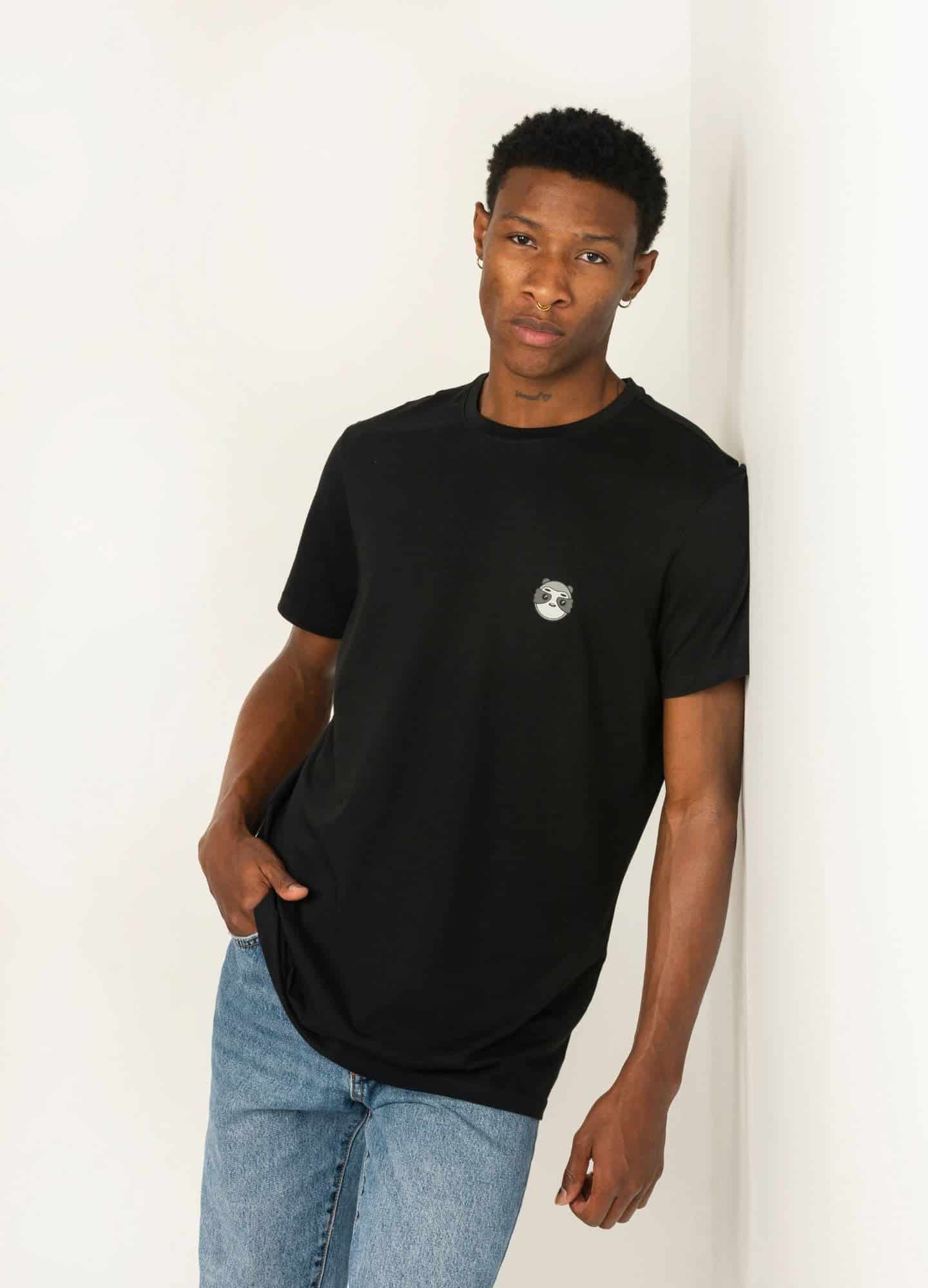 Basic Perezoso Camiseta Regular – Negra - miniatura 1