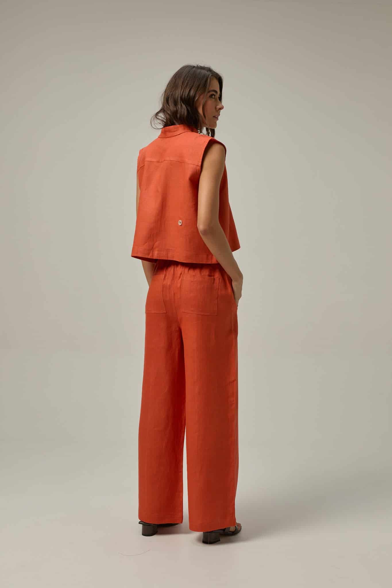 Pantalón Serre de lino | Naranja - miniatura 5