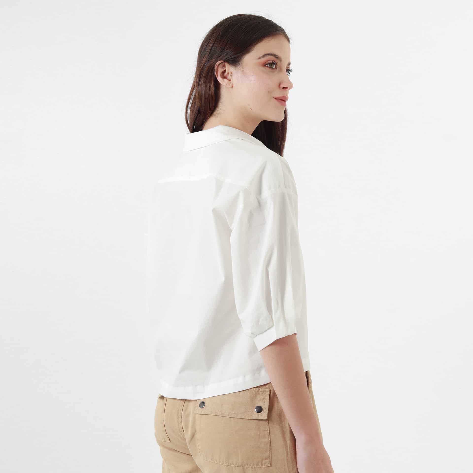 Blusa Cuello Camisero Manga Al Codo - miniatura 3