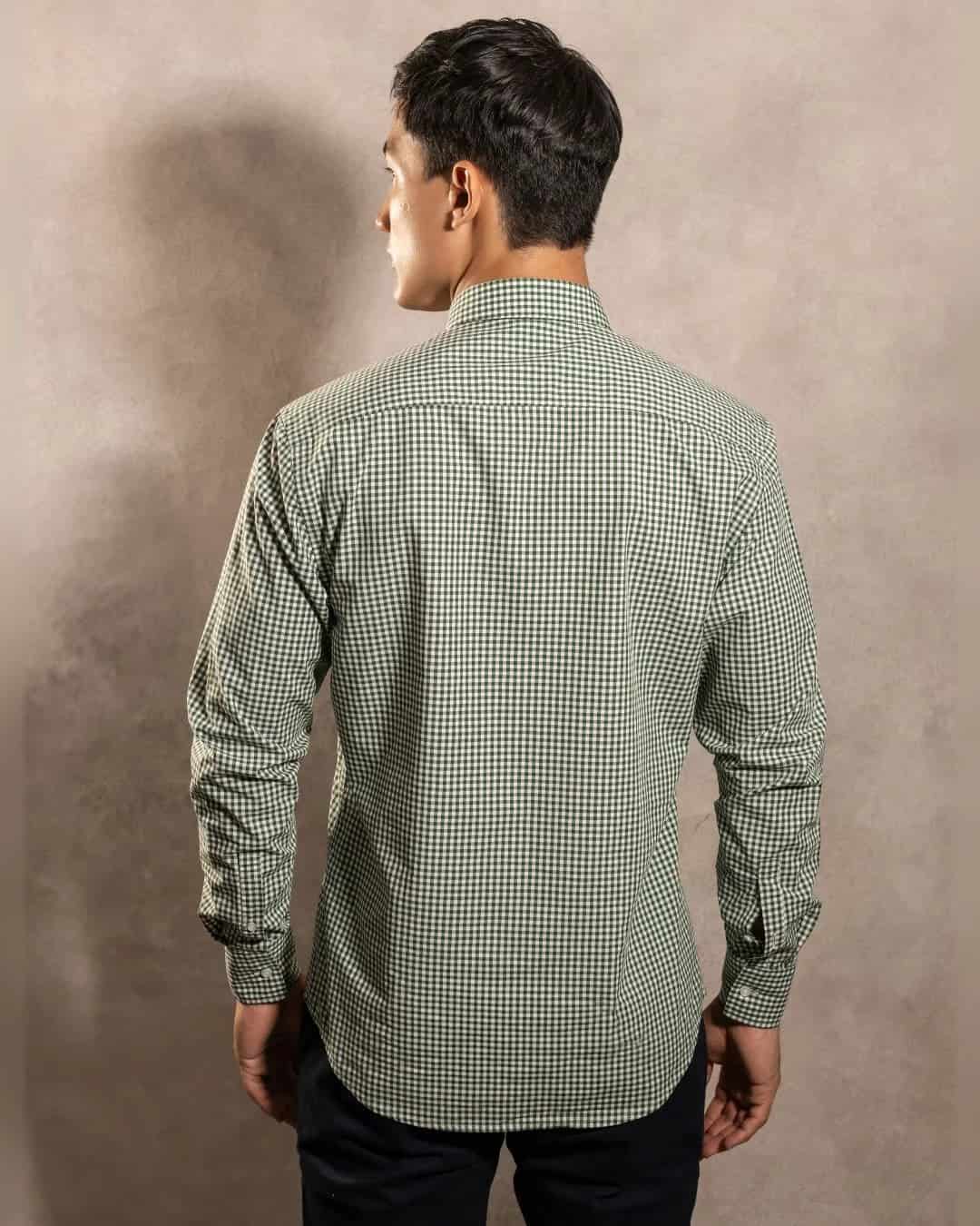Camisa Antimanchas Popelina Cuadros Verde Oscuro Lugano - miniatura 3