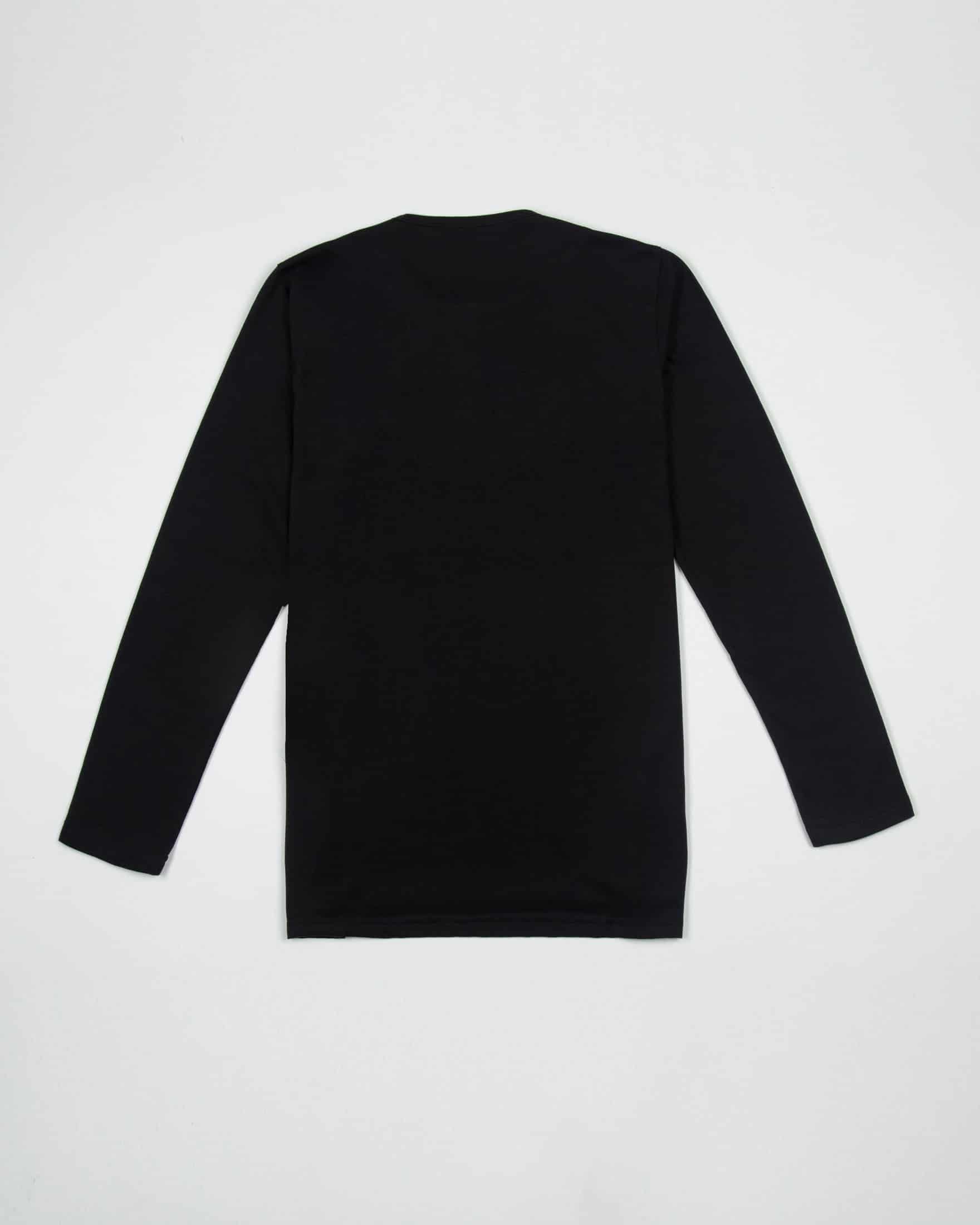 Camiseta Henley Manga Larga Algodón Negro - miniatura 3