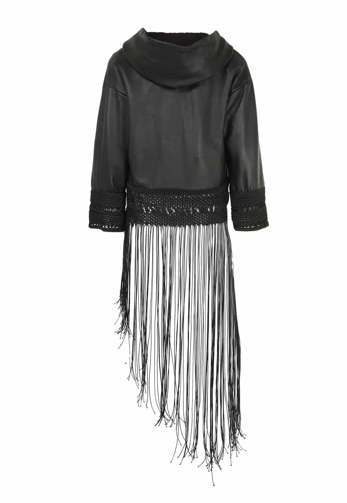 MACRAME LEATHER HOODIE - miniatura 10