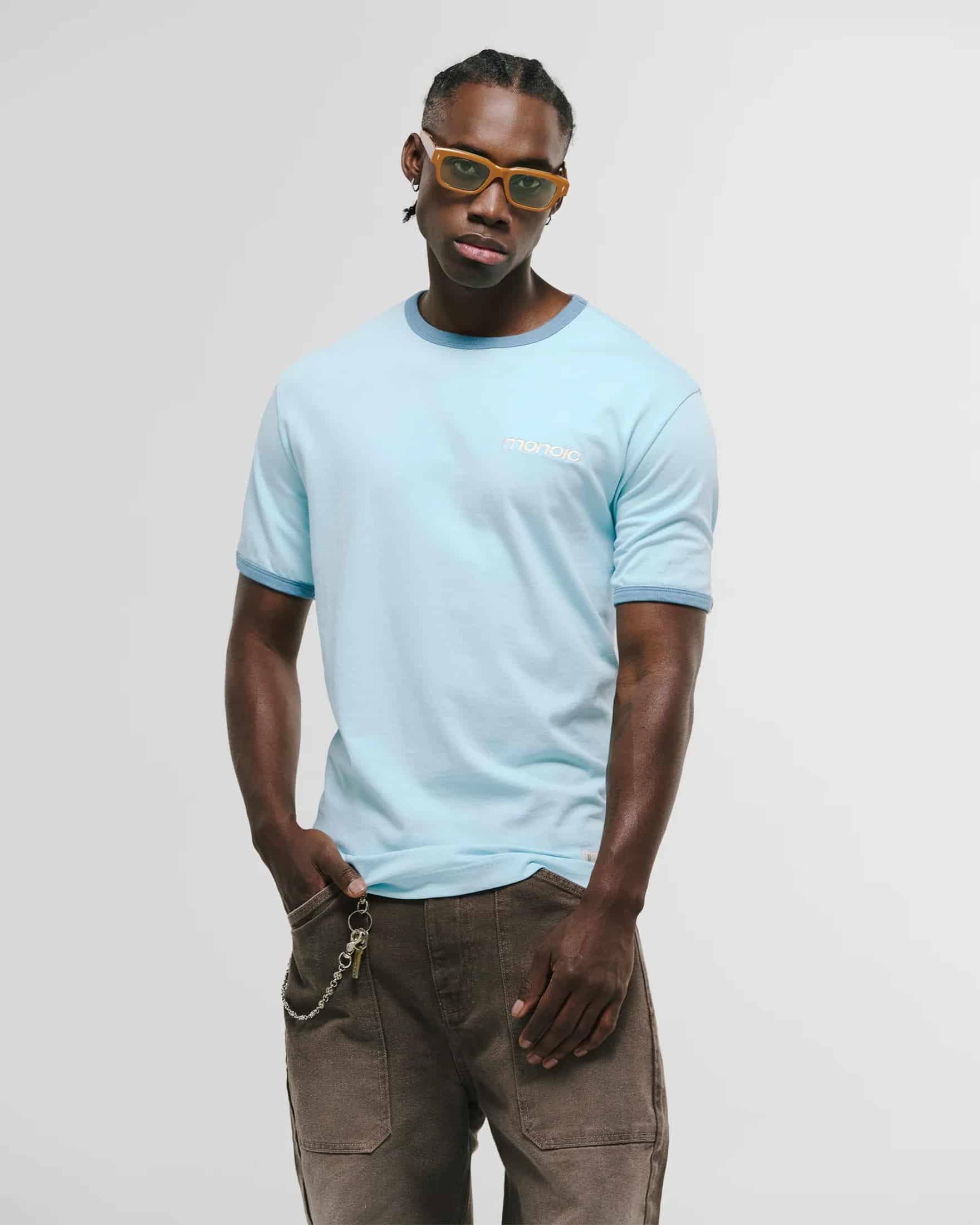 Camiseta Ringer Tee – Azul Cielo - miniatura 4