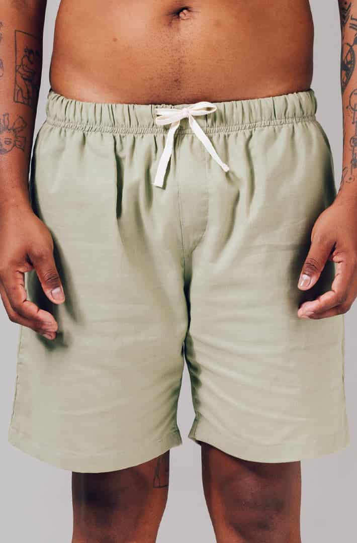 Short lino verde eucalipto - miniatura 5