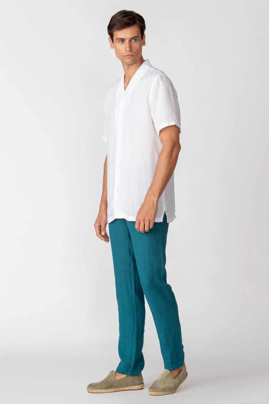 Men's linen shirt white epiro - miniatura 6