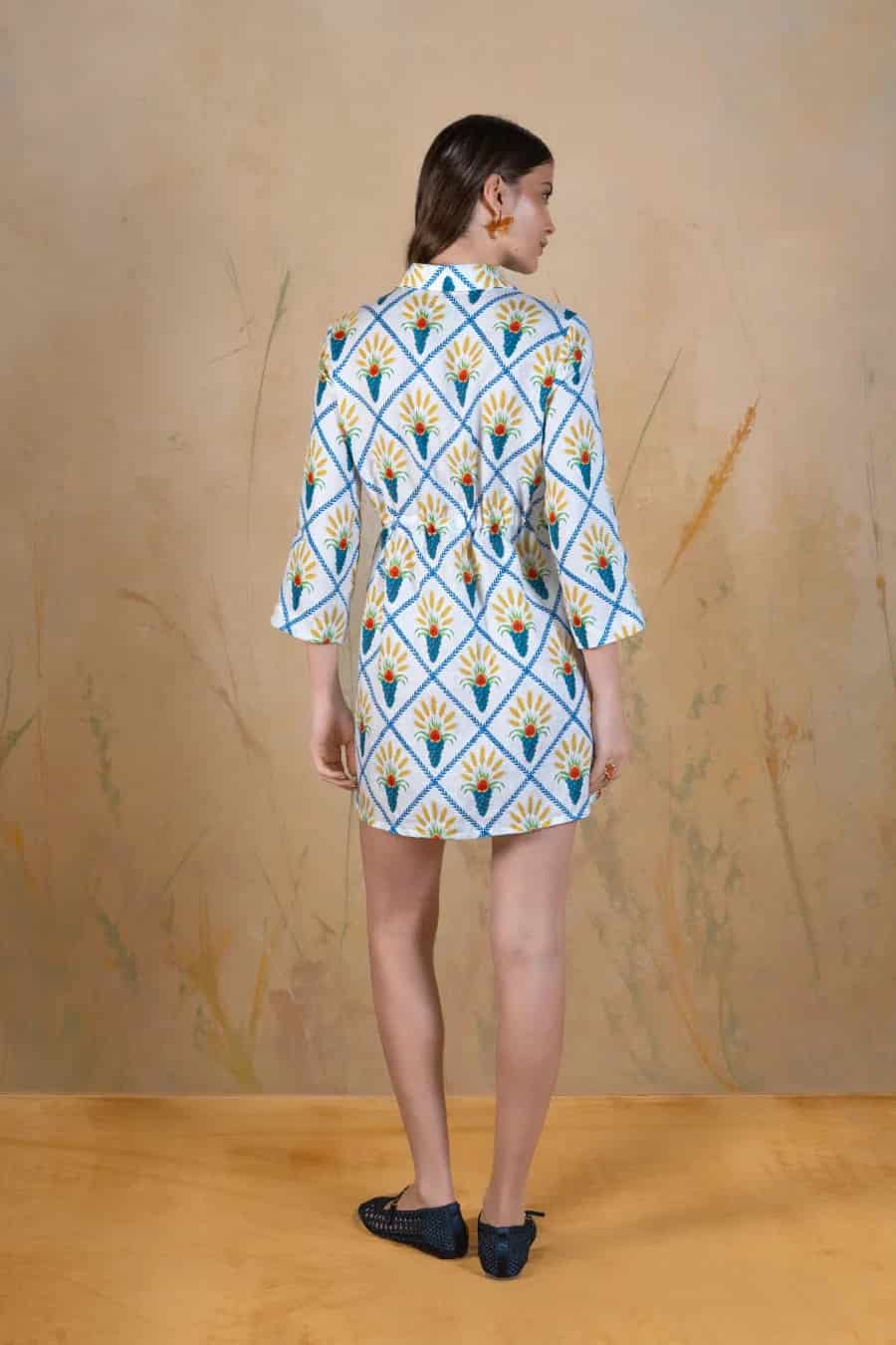 Women's Aurum linen shirt dress white - miniatura 3