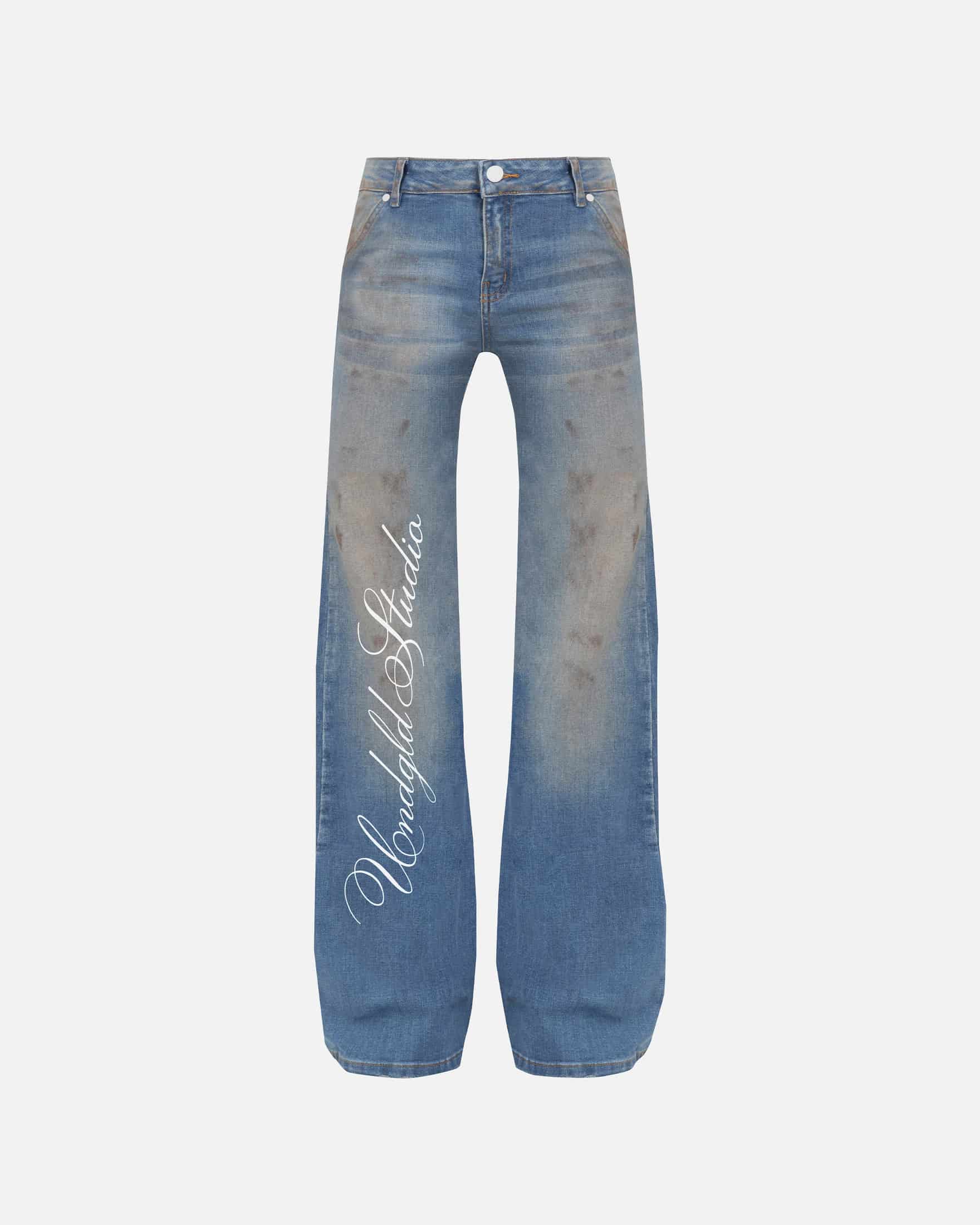 W Stardust Undgld Studio Flare Jeans Mechanic Blue - miniatura 1