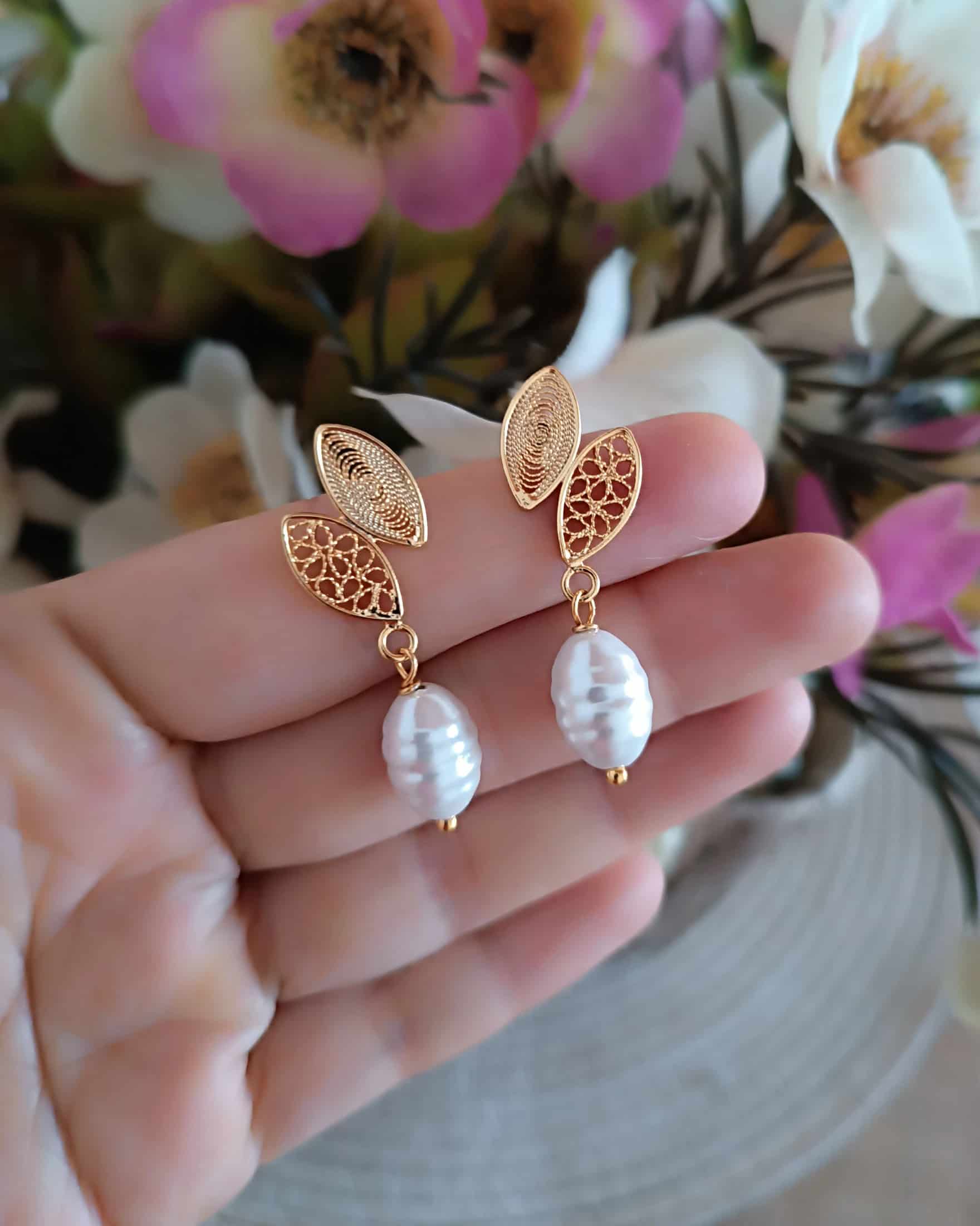 Aretes filigrana y perla Anastasia - miniatura 3