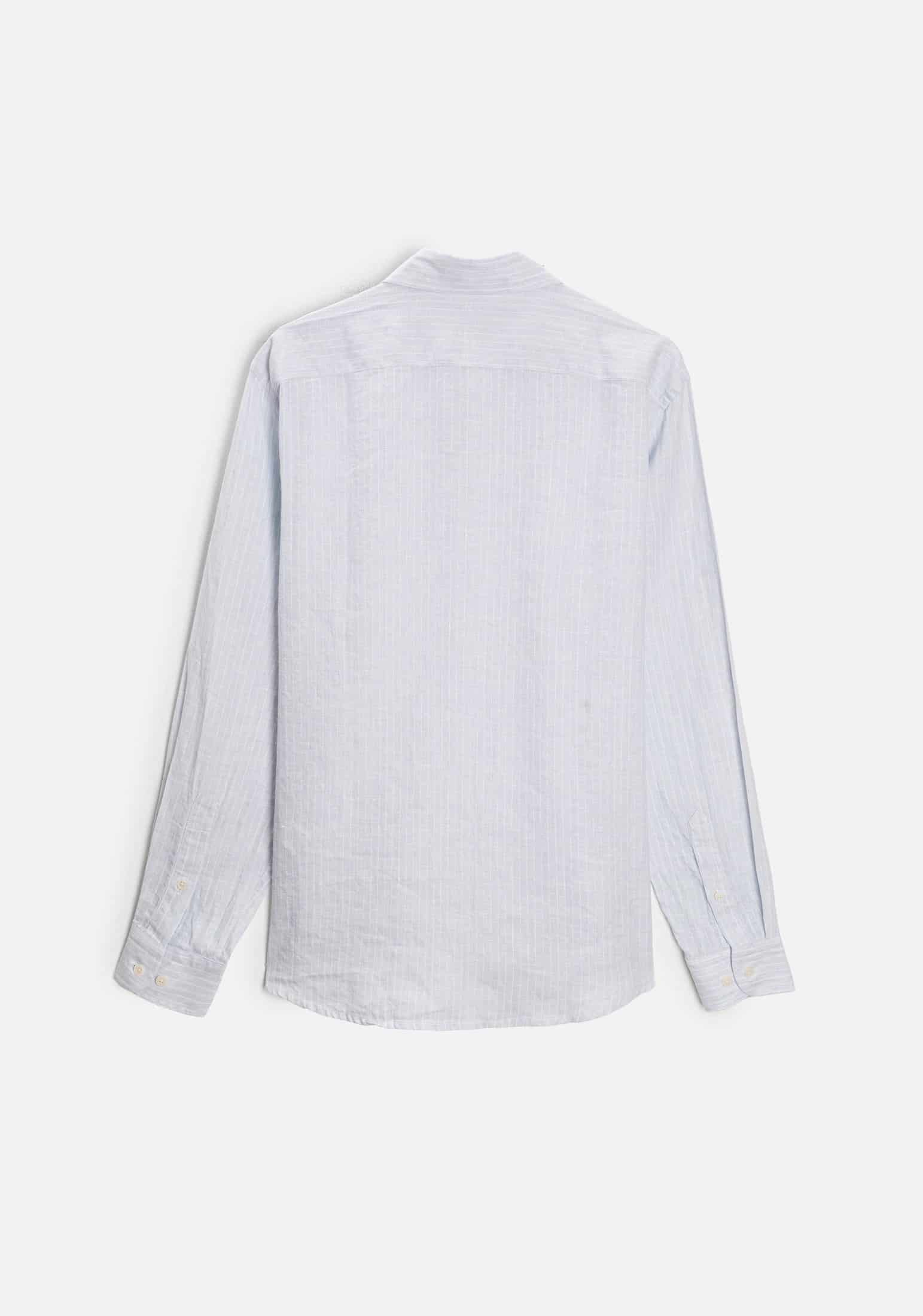 Camisa H CBD Lino Rayas Med Bols Gris Claro - Blanco - miniatura 3