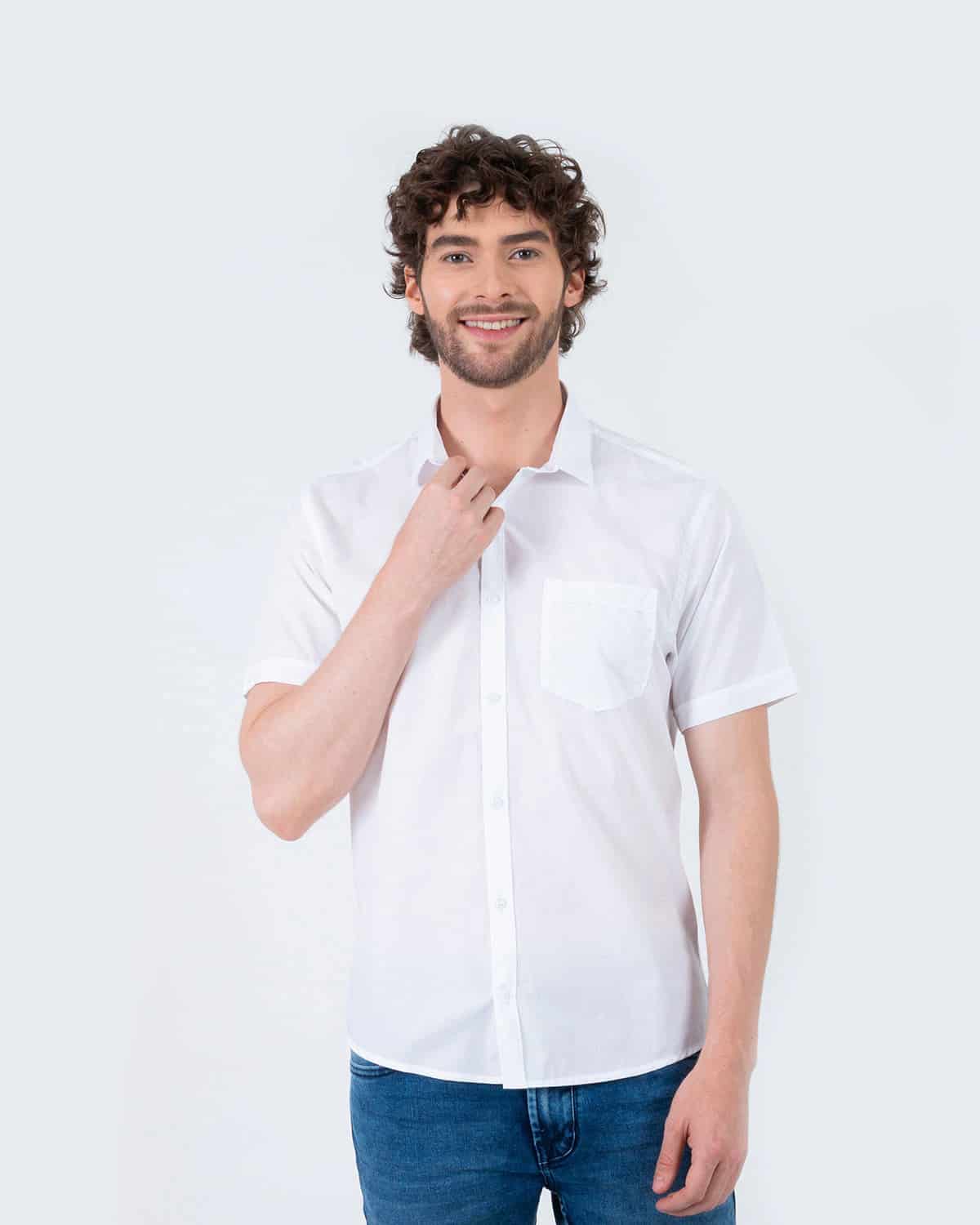 Camisa blanca manga corta para hombre - miniatura 73