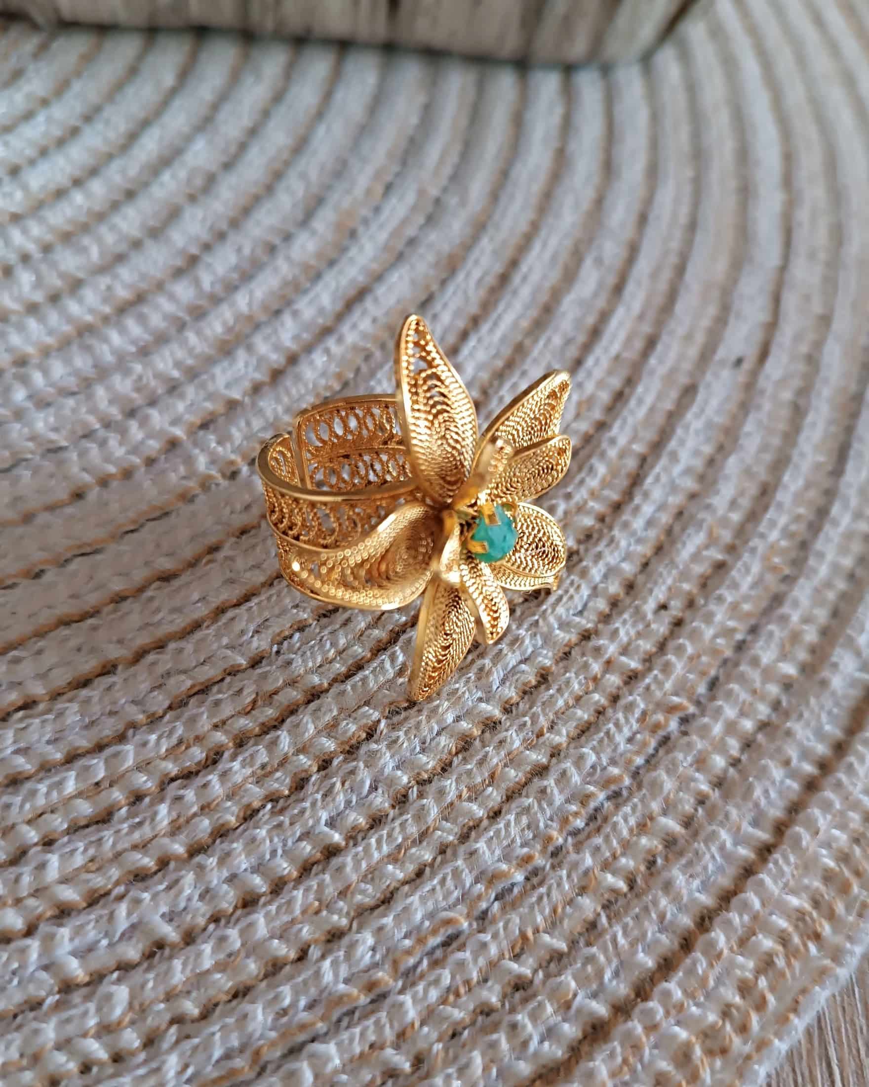 Anillo maxi en filigrana con esmeralda Andrea - miniatura 5