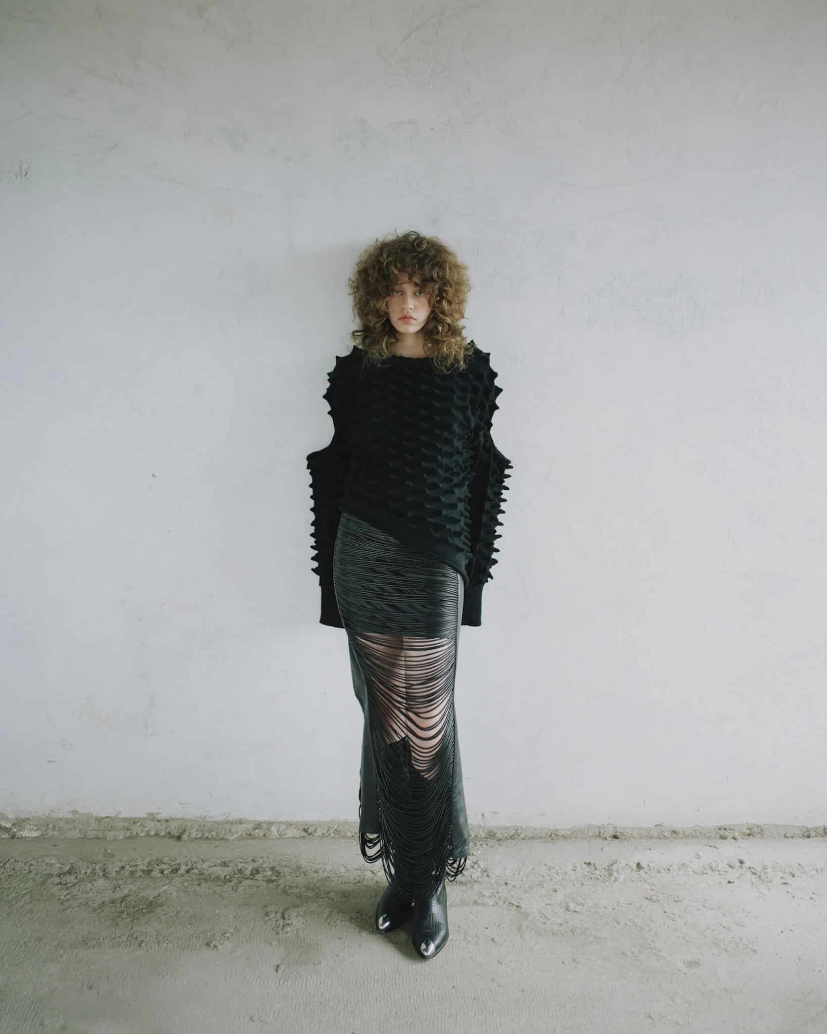 LEATHER SNAKE-LIKE CORD SKIRT - miniatura 2