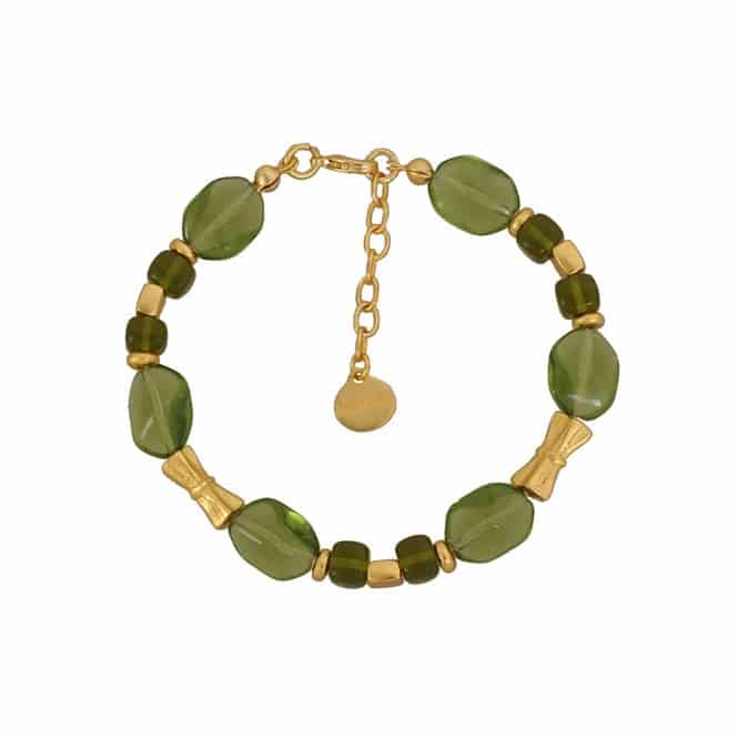 Pulsera cristal checo 14x10 verde oliva y cubo tortoise - miniatura 1