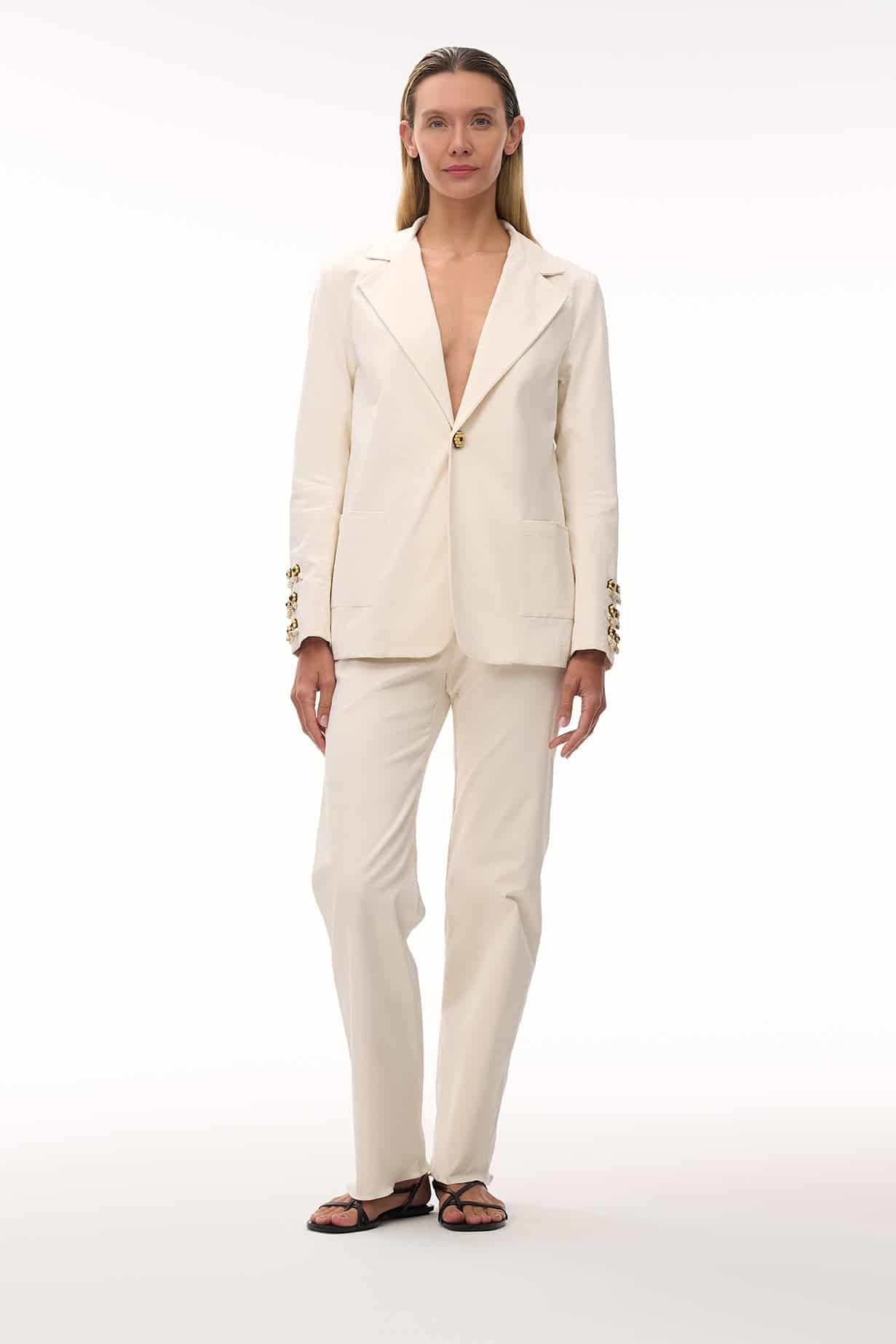 Santo Tomas Embroidered Canvas Blazer / Ivory - miniatura 2