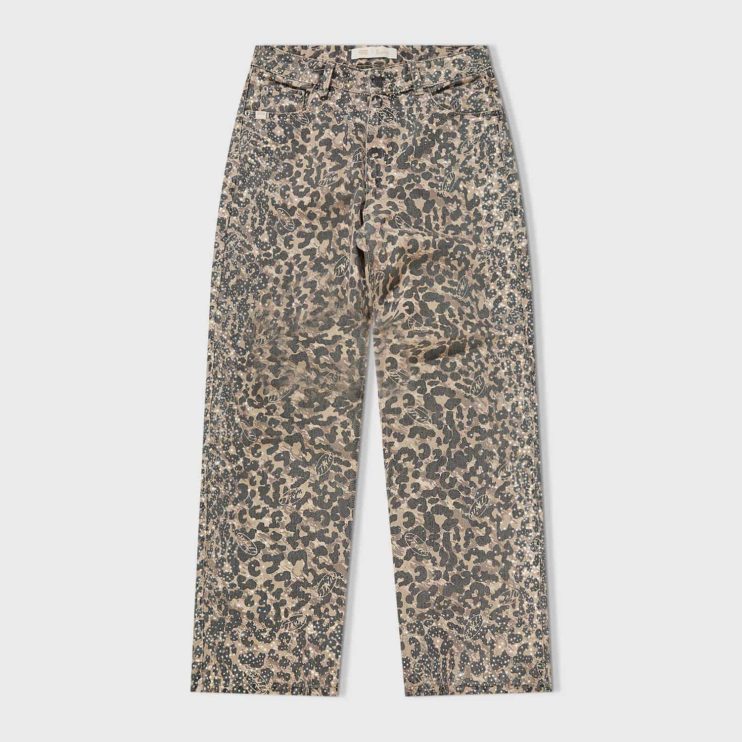 Leopard Wide Leg Jeans - Camel - miniatura 1