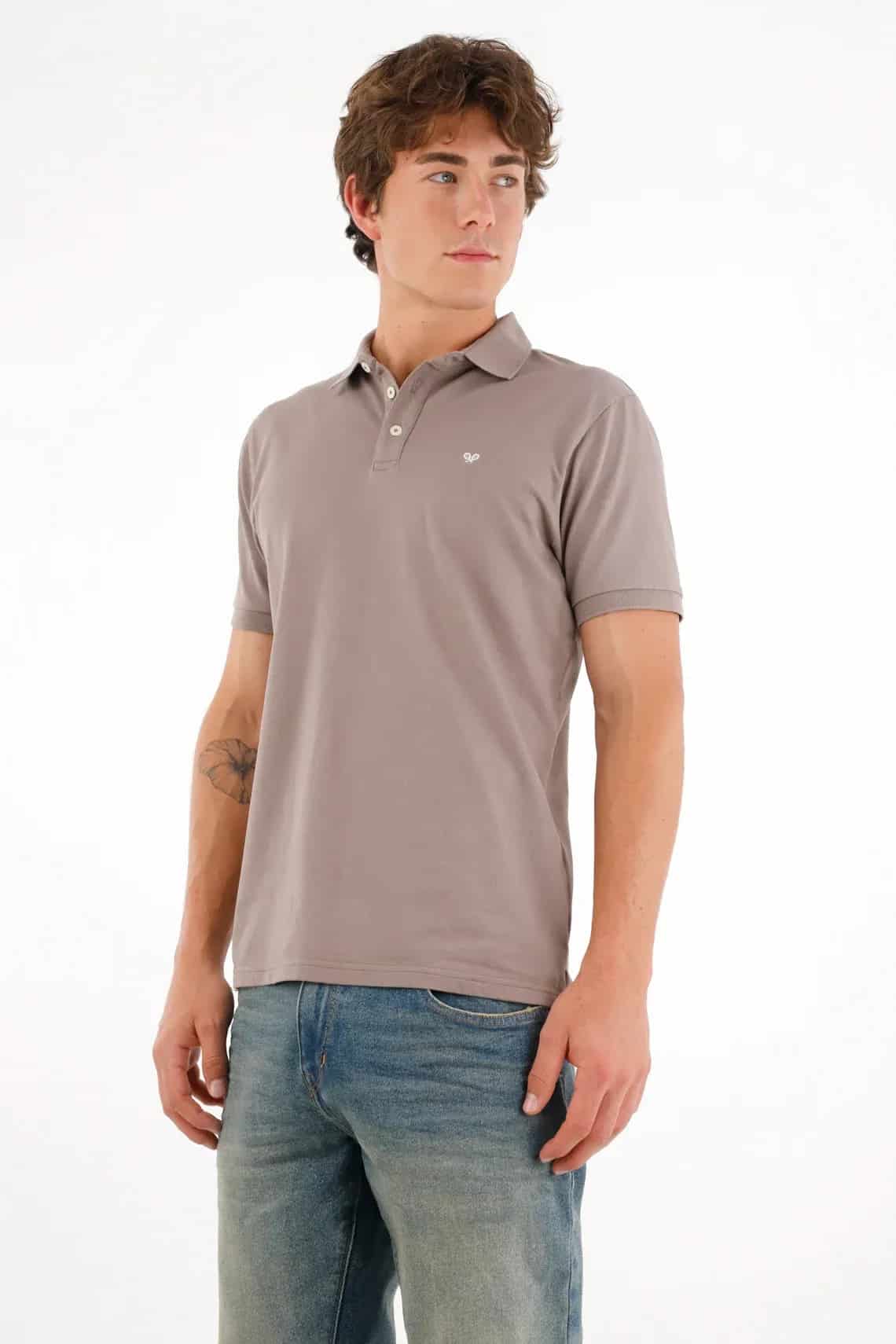 Polo con mini raqueta gris con acabado ligero para hombre - miniatura 2