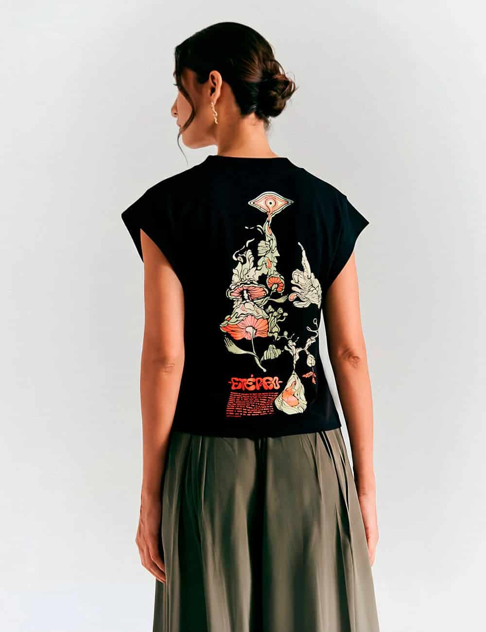 Camiseta Manga casco Puro Negro Mujer - miniatura 3