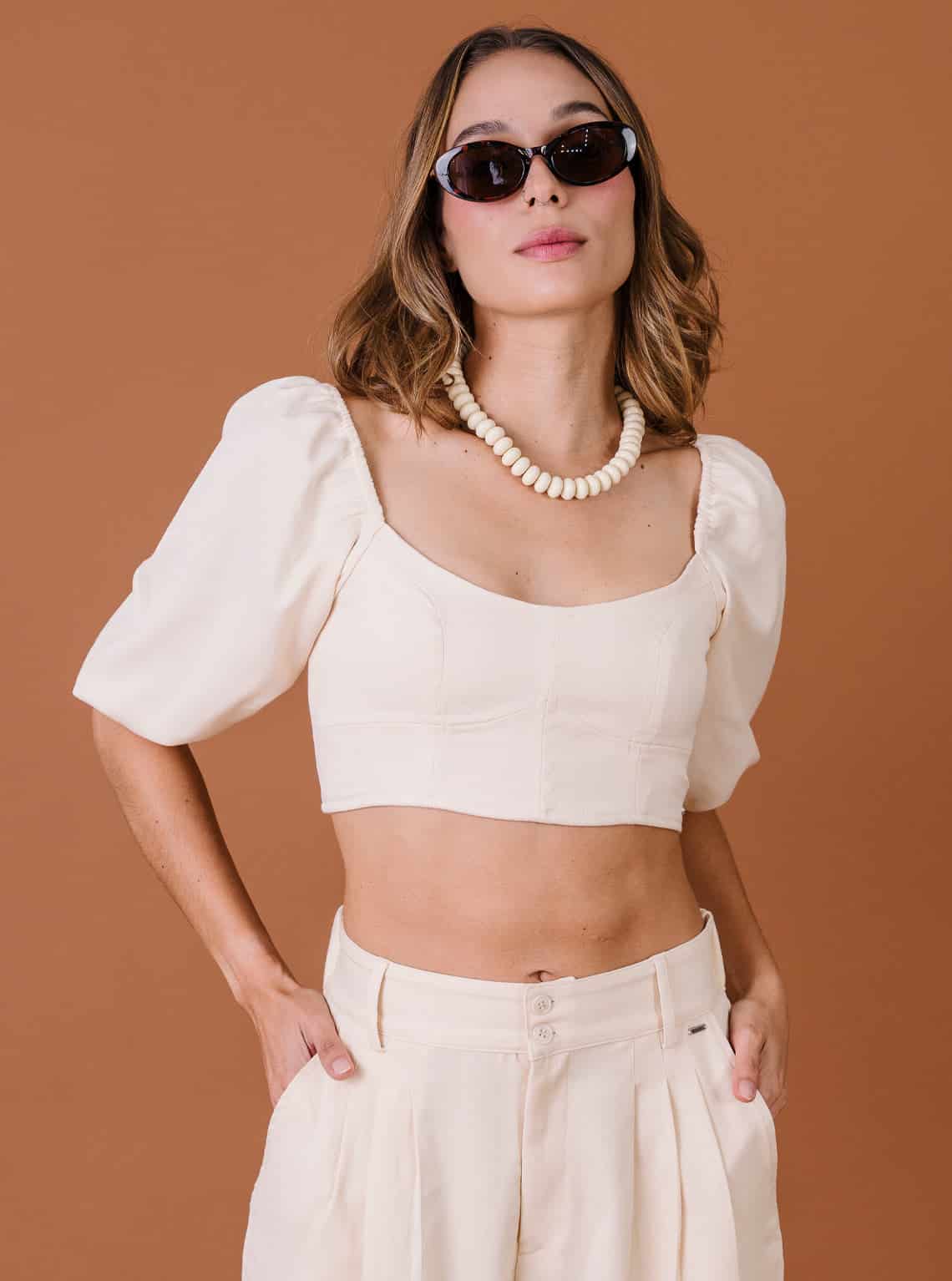 BLUSA CORSET MANTEQUILLA - miniatura 1